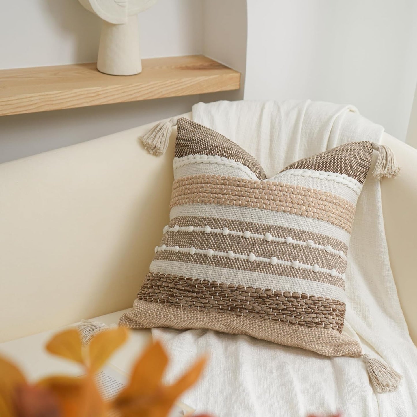 Blue Boho Decorative Throw Pillow Cover 20x20