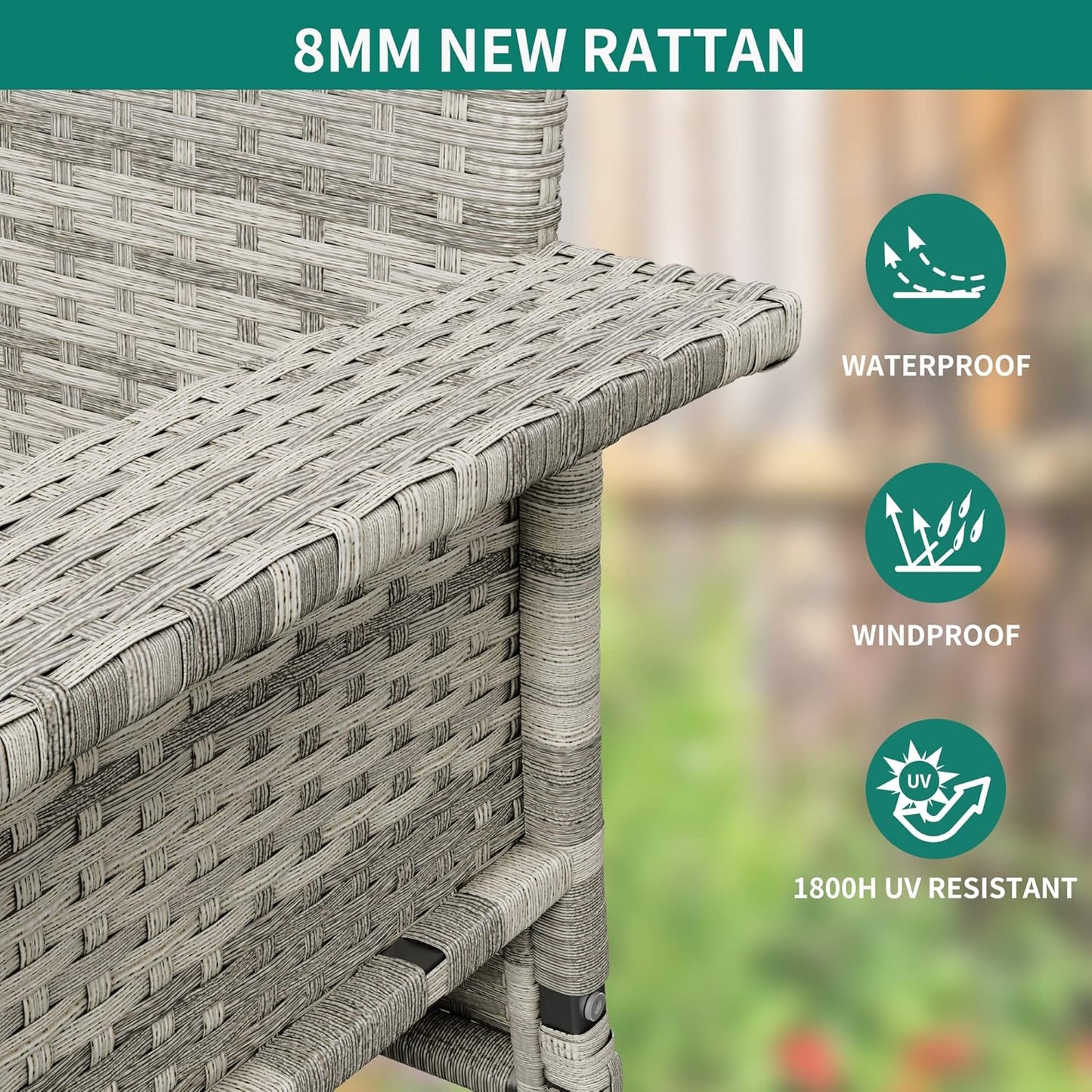 YITAHOME Hanging Porch Swing Chair Sits 3 People, Wicker Outdoor Swing Bench, Patio Lounge Chair, 1 Seating Cushion and 3 Back Cushions, w/Removable Covers, for Garden, Balcony, Backyard, Brown