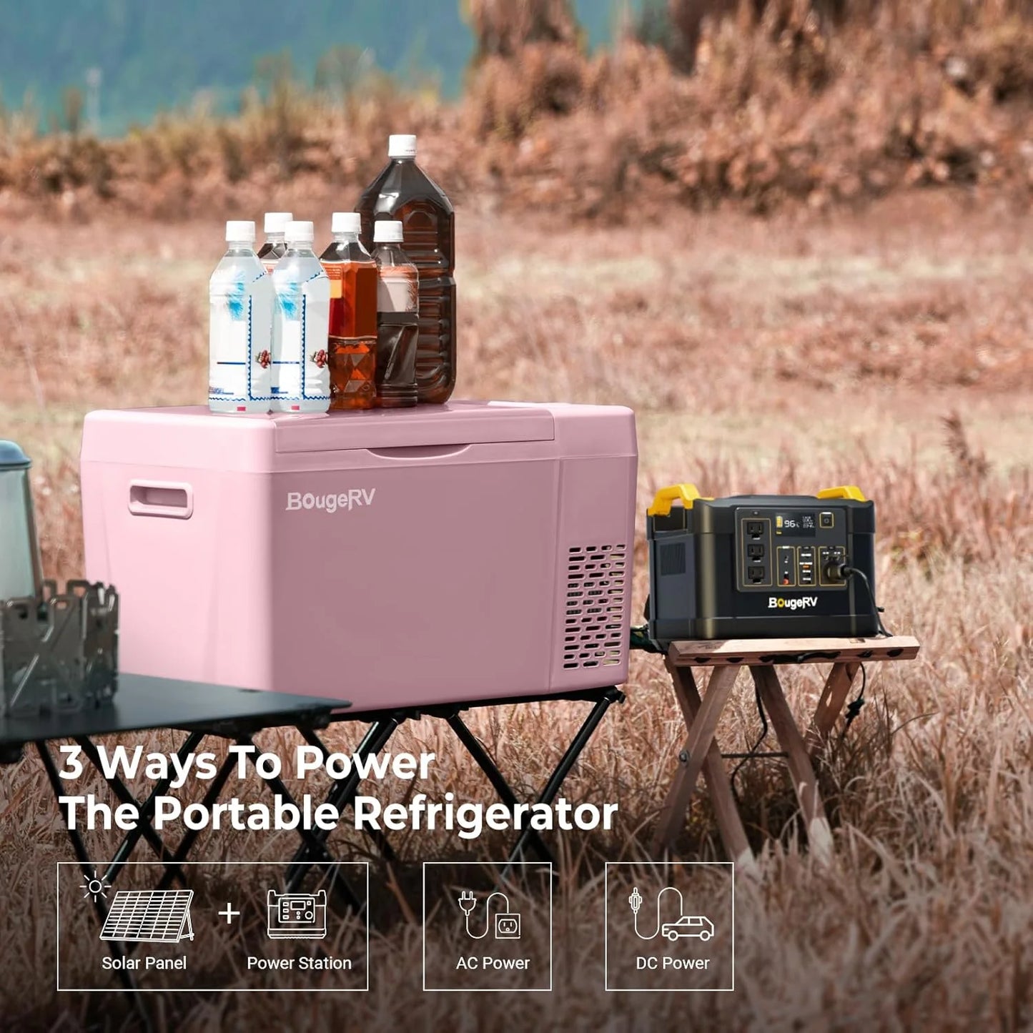 BougeRV 12 Volt Refrigerator 12V Car Fridge 23 Quart Portable Freezer Compressor Cooler 12/24V DC 110~240 Volt AC for Truck Van RV Camper SUV Travel Camping Road Trips Tailgating -8℉~50℉
