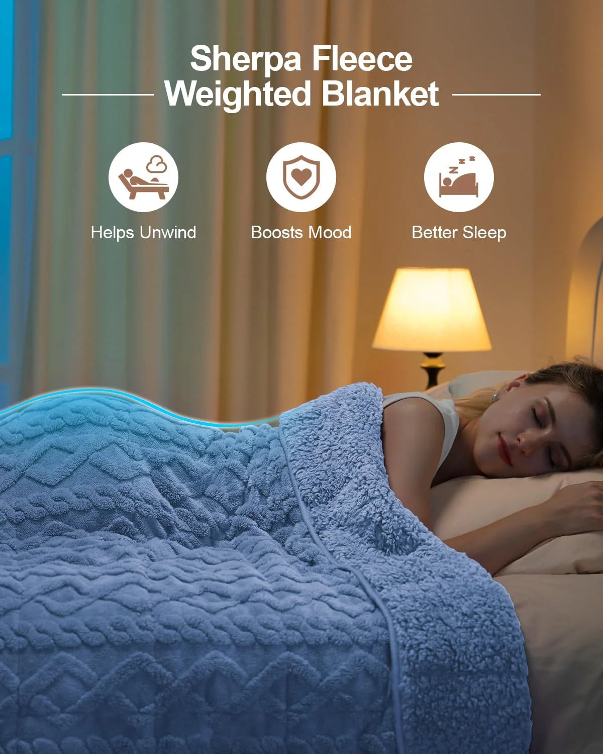 Sherpa Fleece Weighted Blanket 15 lbs 60"x 80"