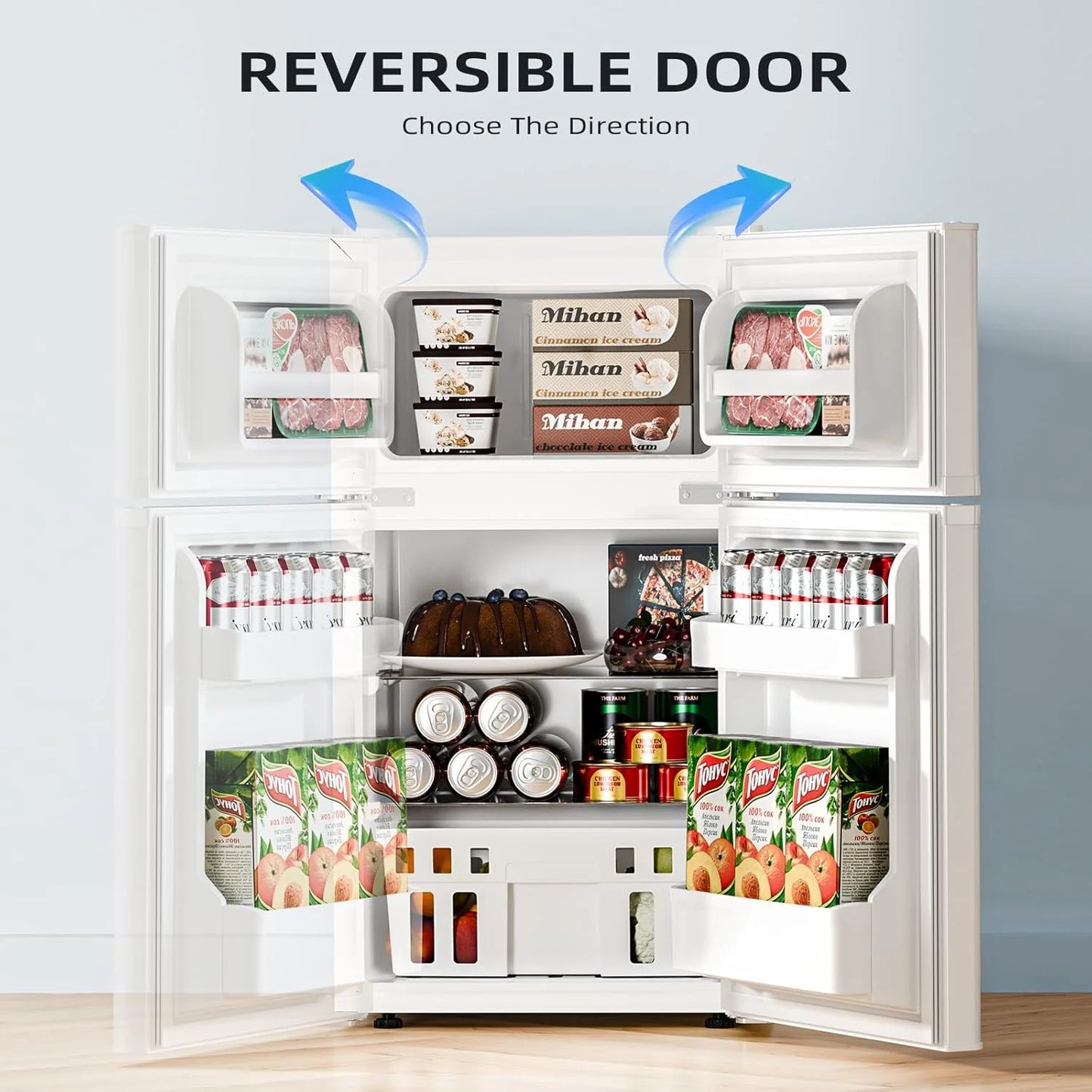 Antarctic Star 3.2 Cu.Ft,Mini Refrigerator with Freezer,Double Door Mini Fridge,Compact Refrigerator,Adjustable Thermostat,Mini Refrigerator for Bedroom/Office/Dorm/Kitchen(BLACK)