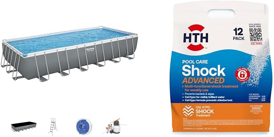 Power Steel 14' x 8'2" x 39.5" Oval Above Ground Pool Set | Includes 530gal Filter Pump, Ladder, ChemConnect Dispener