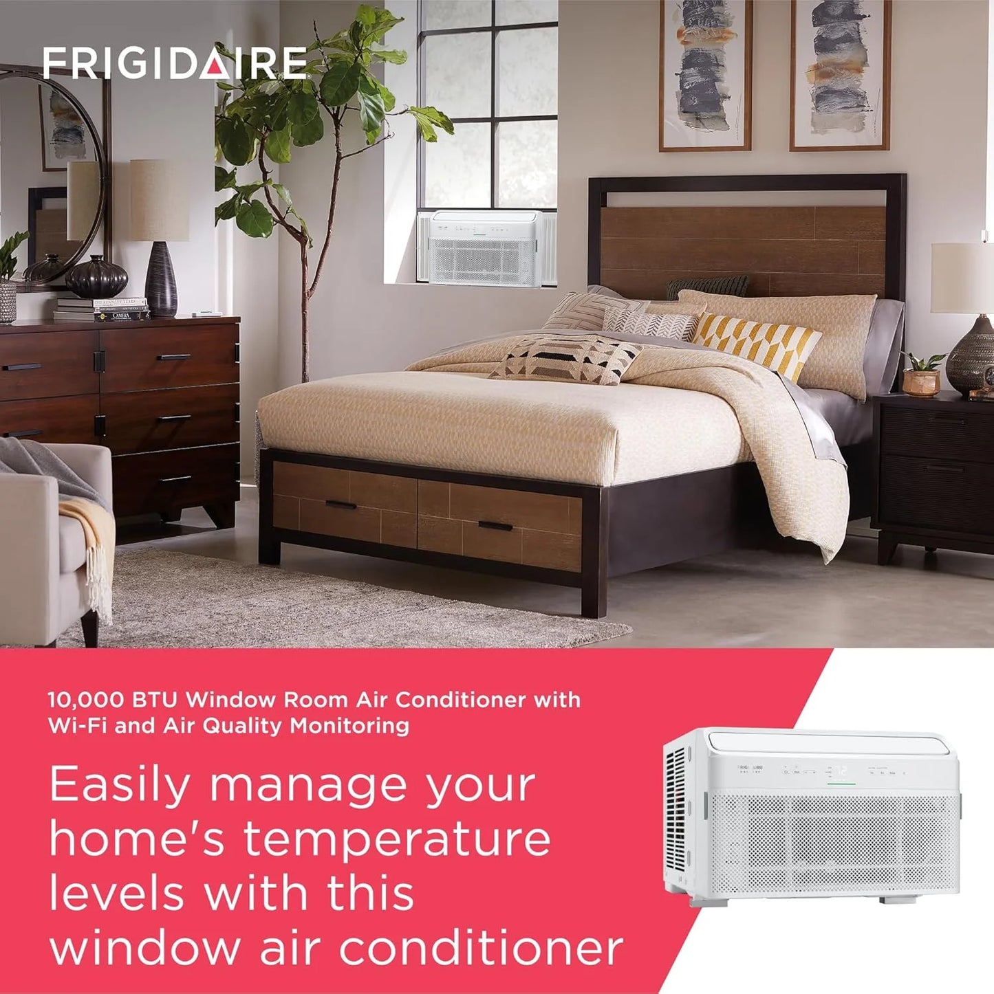 Frigidaire GHWQ103WC1 Inverter Quiet Temp Room Air Conditioner, 10,000 BTU with Wi-Fi Connected, Works with Alexa, Energy Star Certified, Easy-to-Clean Washable Filter, in White