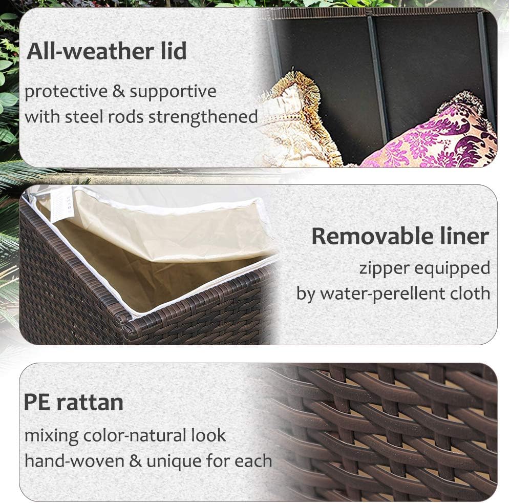 Wicker Outdoor Patio Storage Box Waterproof