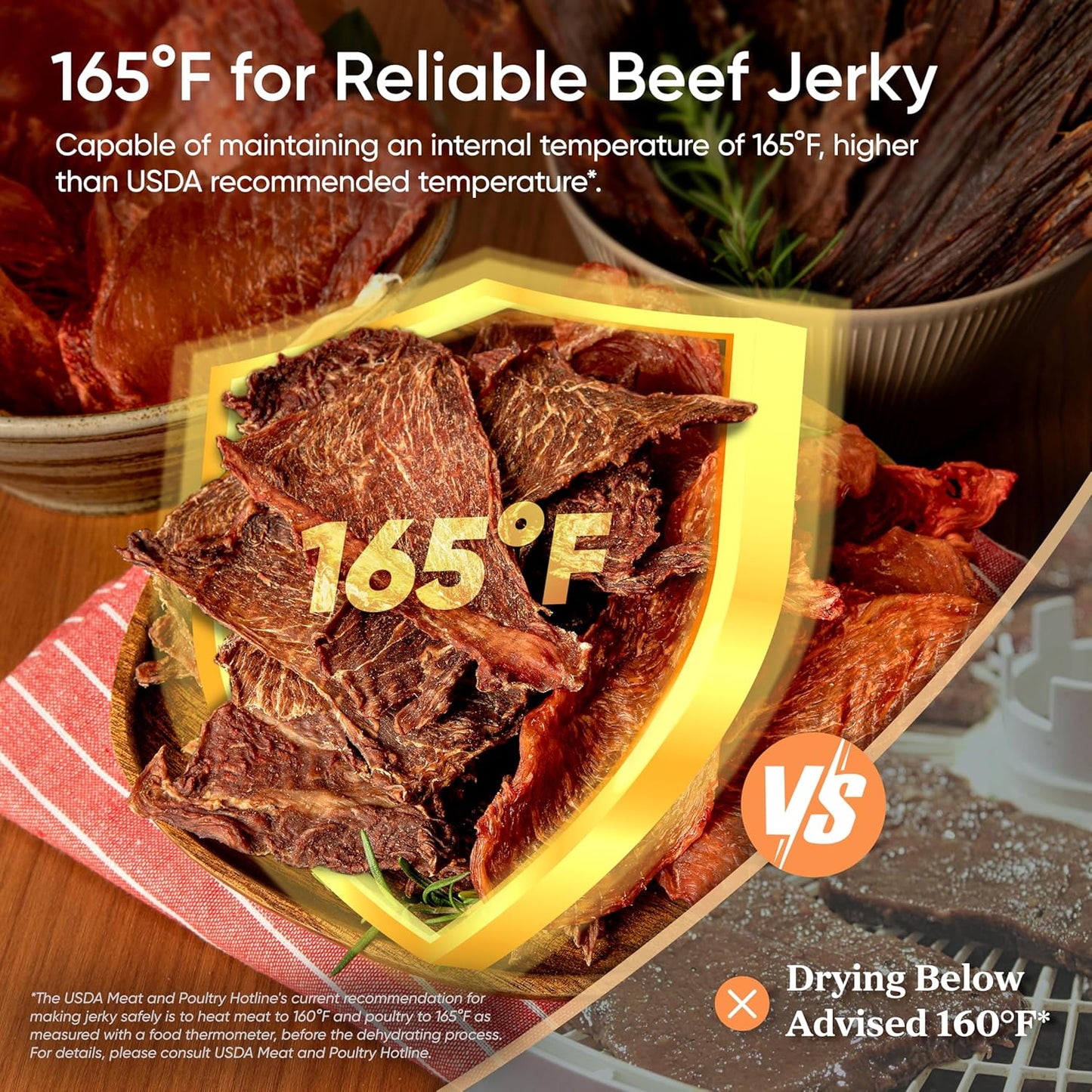 COSORI Food Dehydrator, Bigger Than 7 Trays With Large 6.5" Drying Space, 600W Power Saves More Time Than 480W, 165°F Dehydrated Dryer