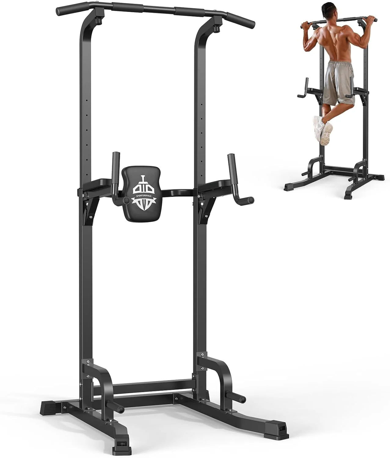 Sportsroyals Power Tower Pulp Up Bar Station, 450 lbs stable suspended immersion tilt station