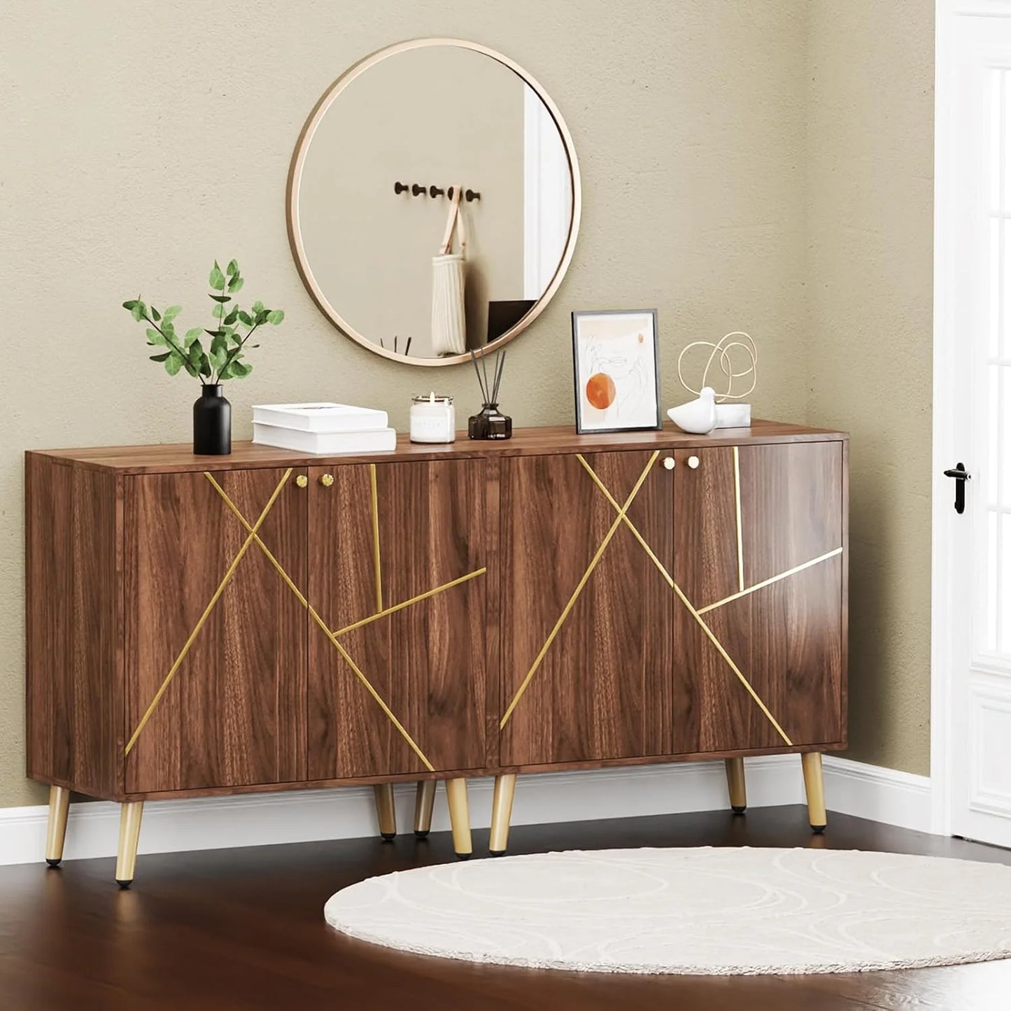 Free Standing Cabinet Black Wood for Living Room, Bedroom, Dining Room, Hallway