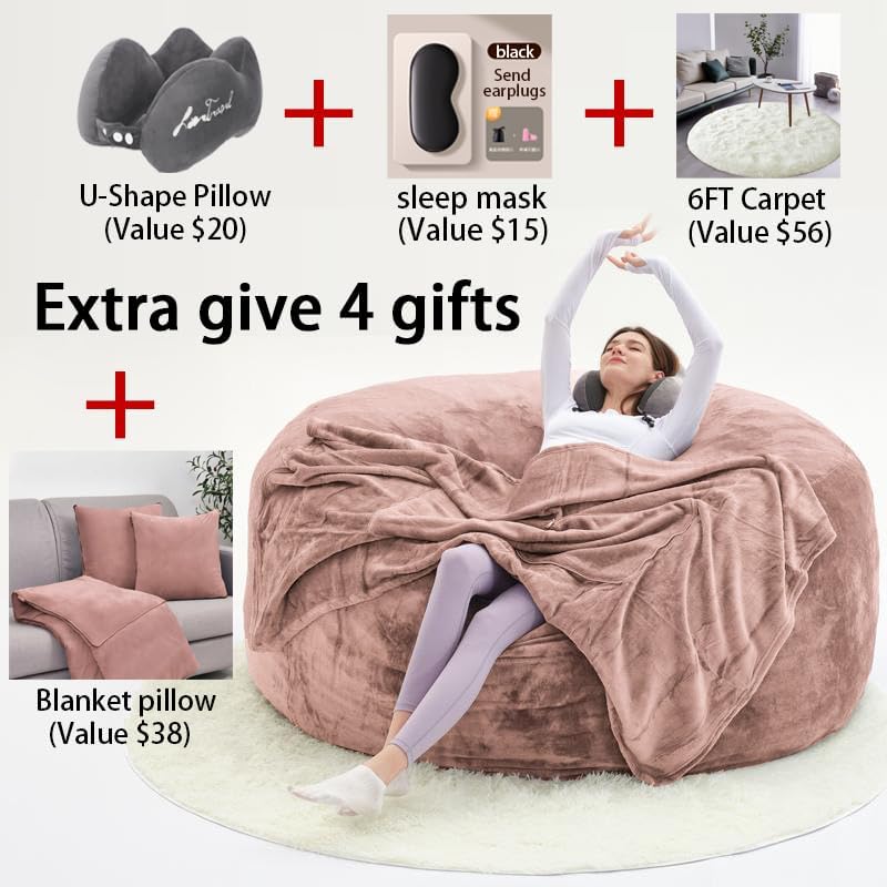 60" inch Oversized Bean Bag Sofa with Filling, Memory Sponge Bean Bag Chair