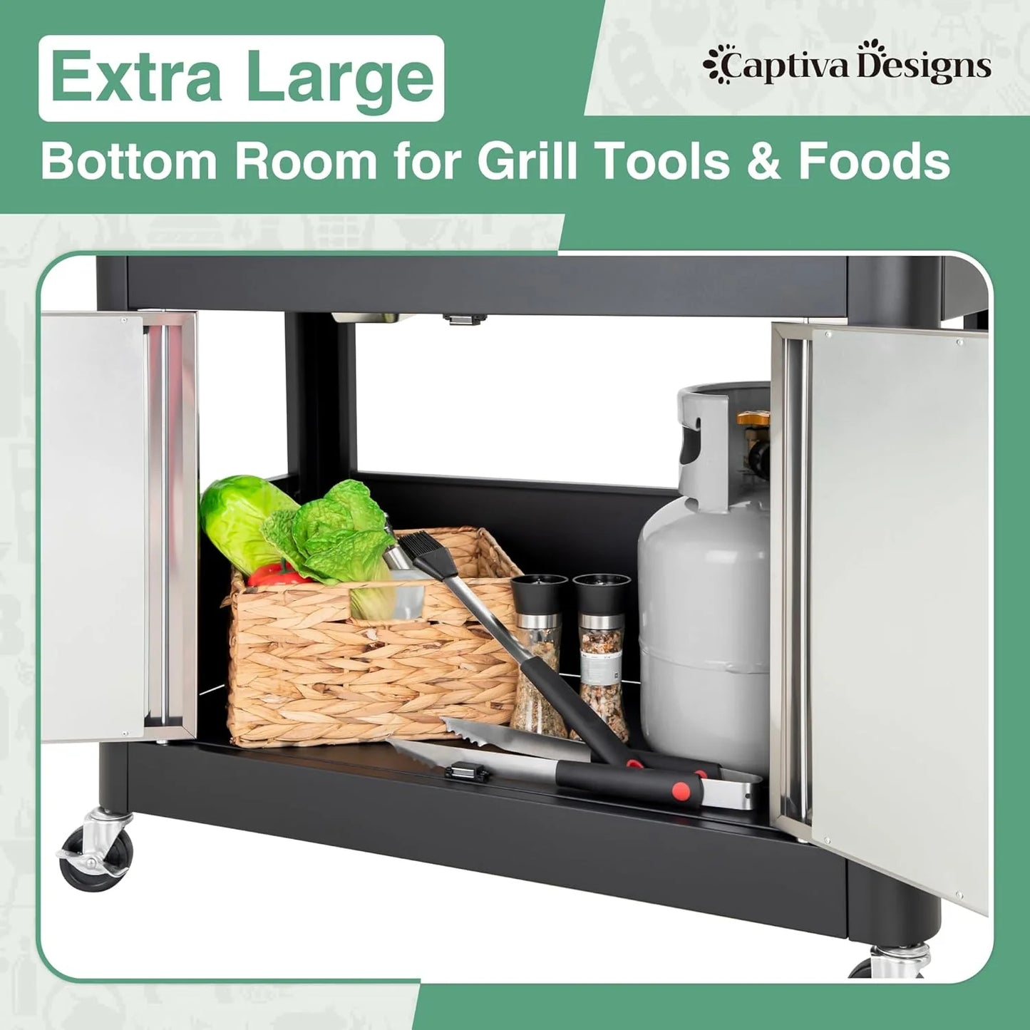 Captiva Designs 4-Burner Propane Gas BBQ Grill with Side Burner & Porcelain-Enameled Cast Iron Grates, 42,000 BTU Output Stainless Steel Grill for Outdoor Cooking Kitchen and Patio Backyard Barbecue