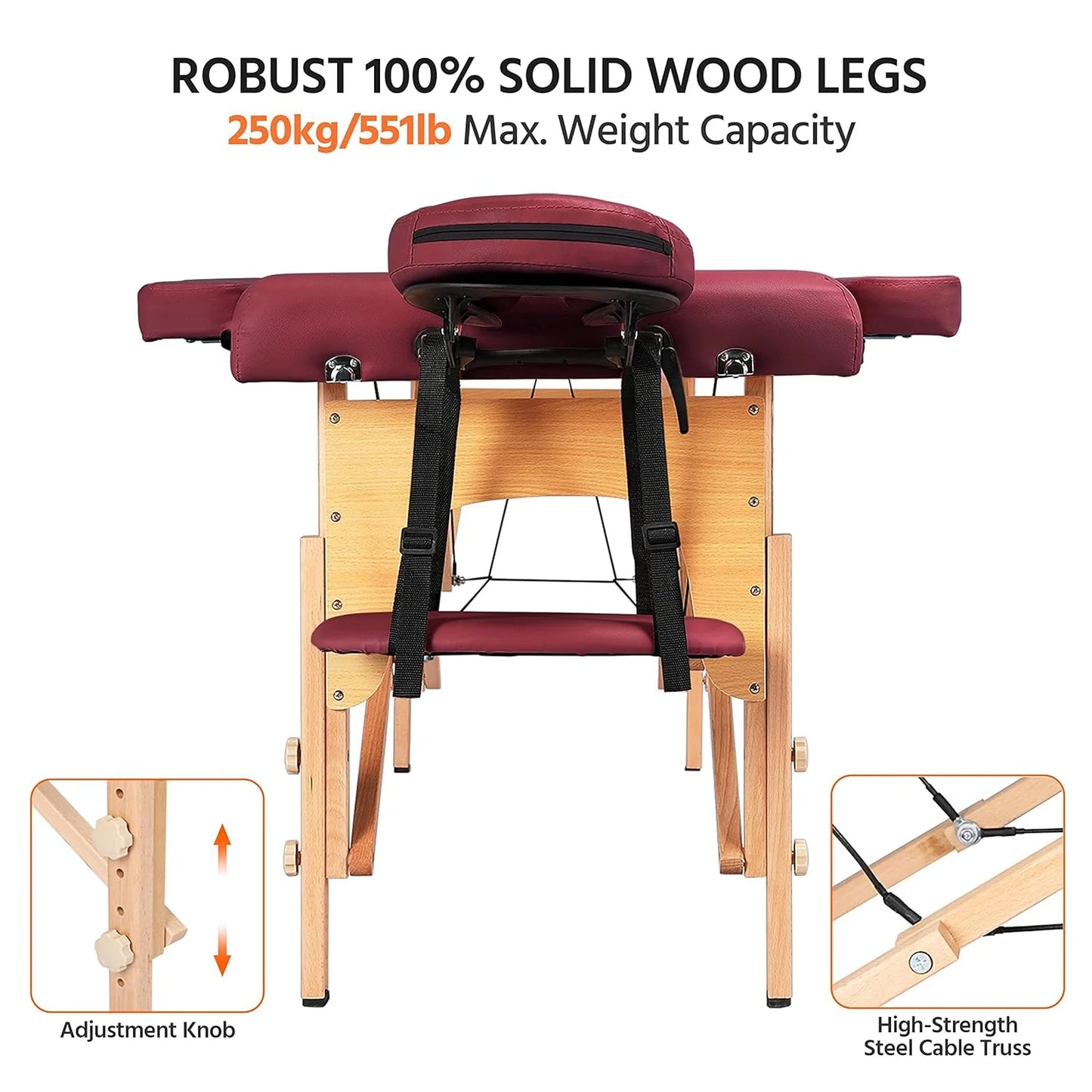 Yaheetech Massage Table Portable Lash Beds Spa Bed Massage Couch Foldable Spa Tables Adjustable 2 Fold with Non-Woven Bag 24 inch, Black