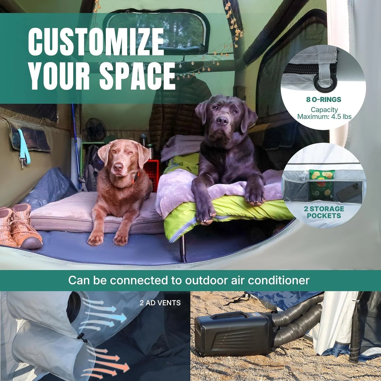 Truck Bed Tent 5.5ft-8ft, Suitable for 2+1 People/Family Inflatable Pickup Truck Tent