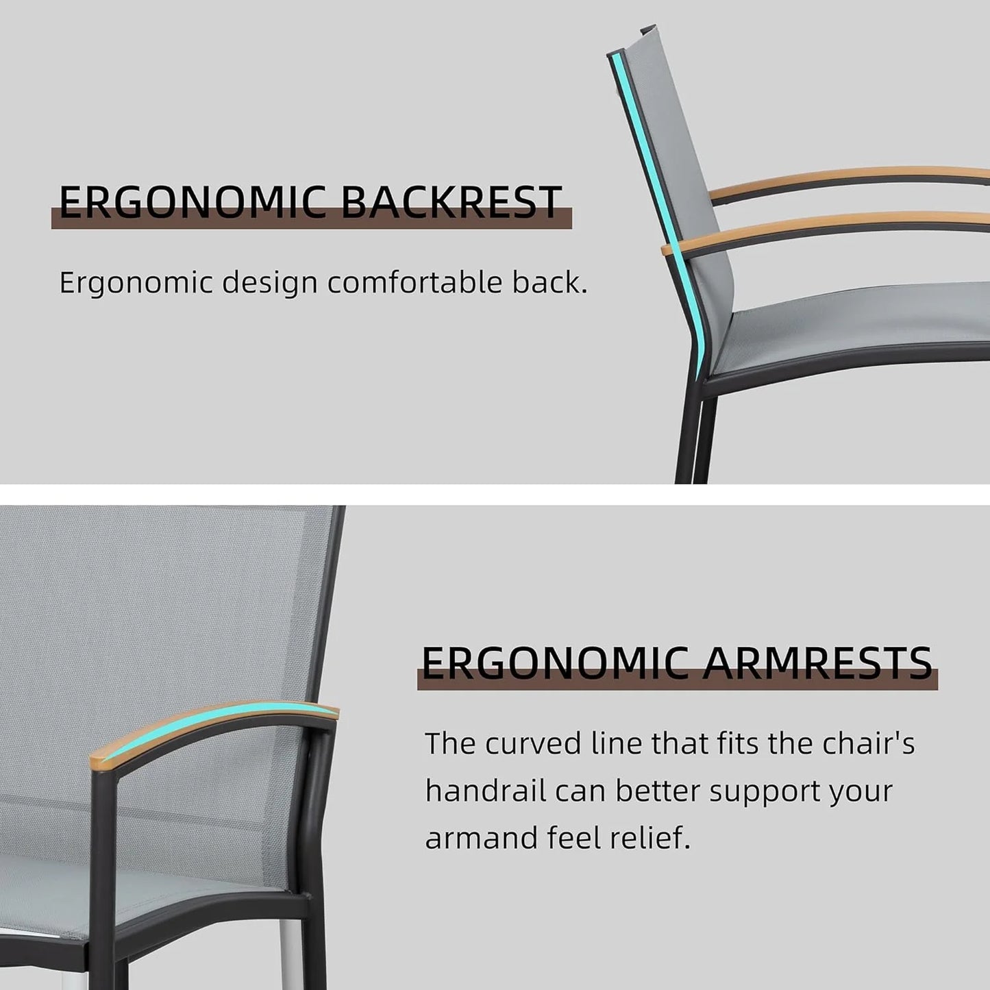 Shintenchi 3 Pieces Patio Bistro Sets, Outdoor Textilene Fabric Conversation Bistro Set, Textilene Fabric Front Porch Chairs Small Patio Furniture Set with Table for Lawn,Garden,Balcony (Black)