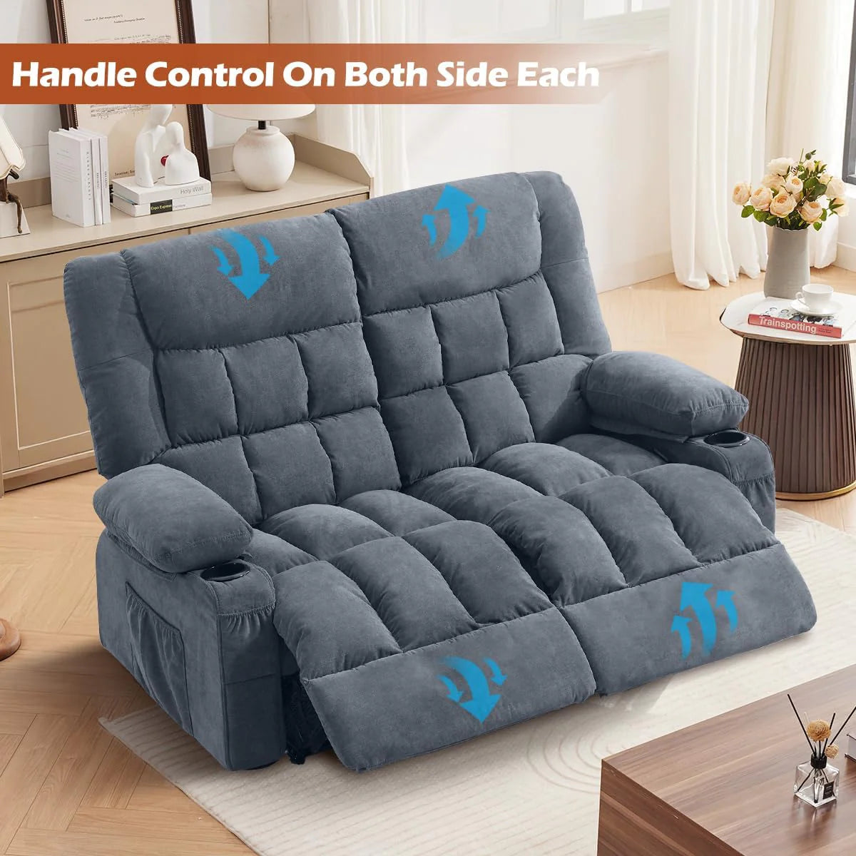 Recliner Loveseat with Cup Holders for Living Room