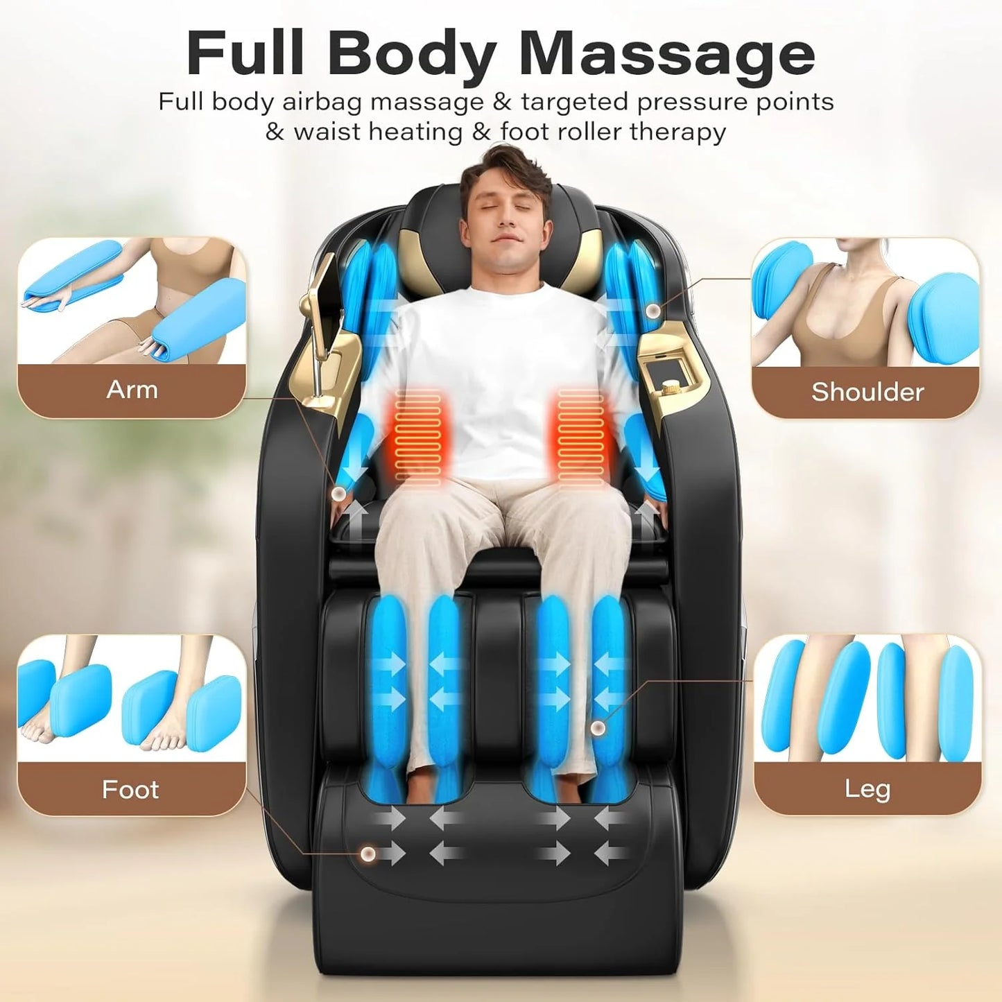 Full Body Massage Chair, 160° Zero Gravity Recliner with Body Scan, 50" SL Track Shiatsu Massage Chair, Spot Massage, Foot Roller