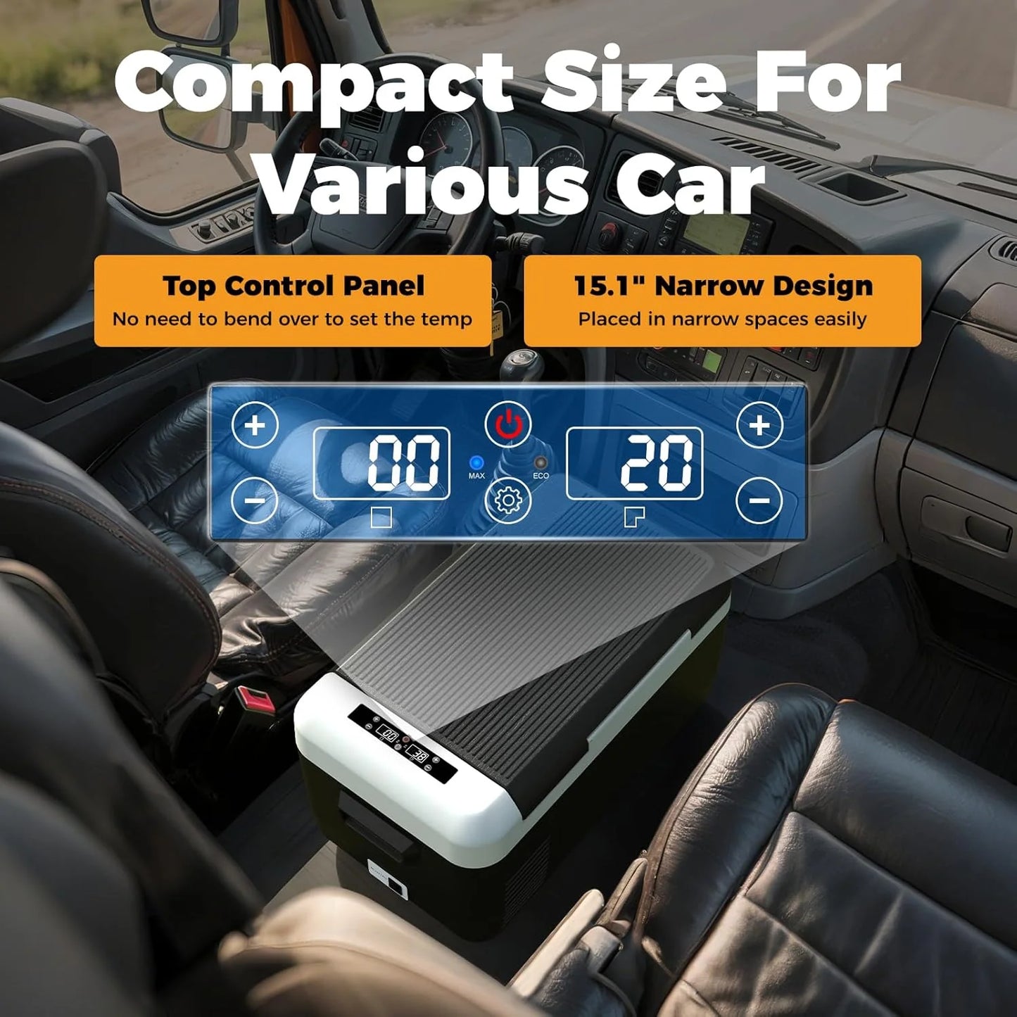 12V Refrigerator 21 Quart Portable Freezer 50 Hours Keep Cool,Electric Cooler for Vehicles Car Refrigerator 12V Portable Fridge for Car Camping Truck Van RV SUV Road Trip Travel RF20