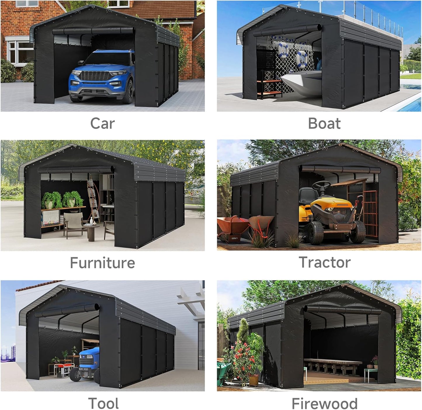 10'x15' Heavy Duty Metal Carport, Outdoor Garage Car Shelter Shade with Heavier Frame