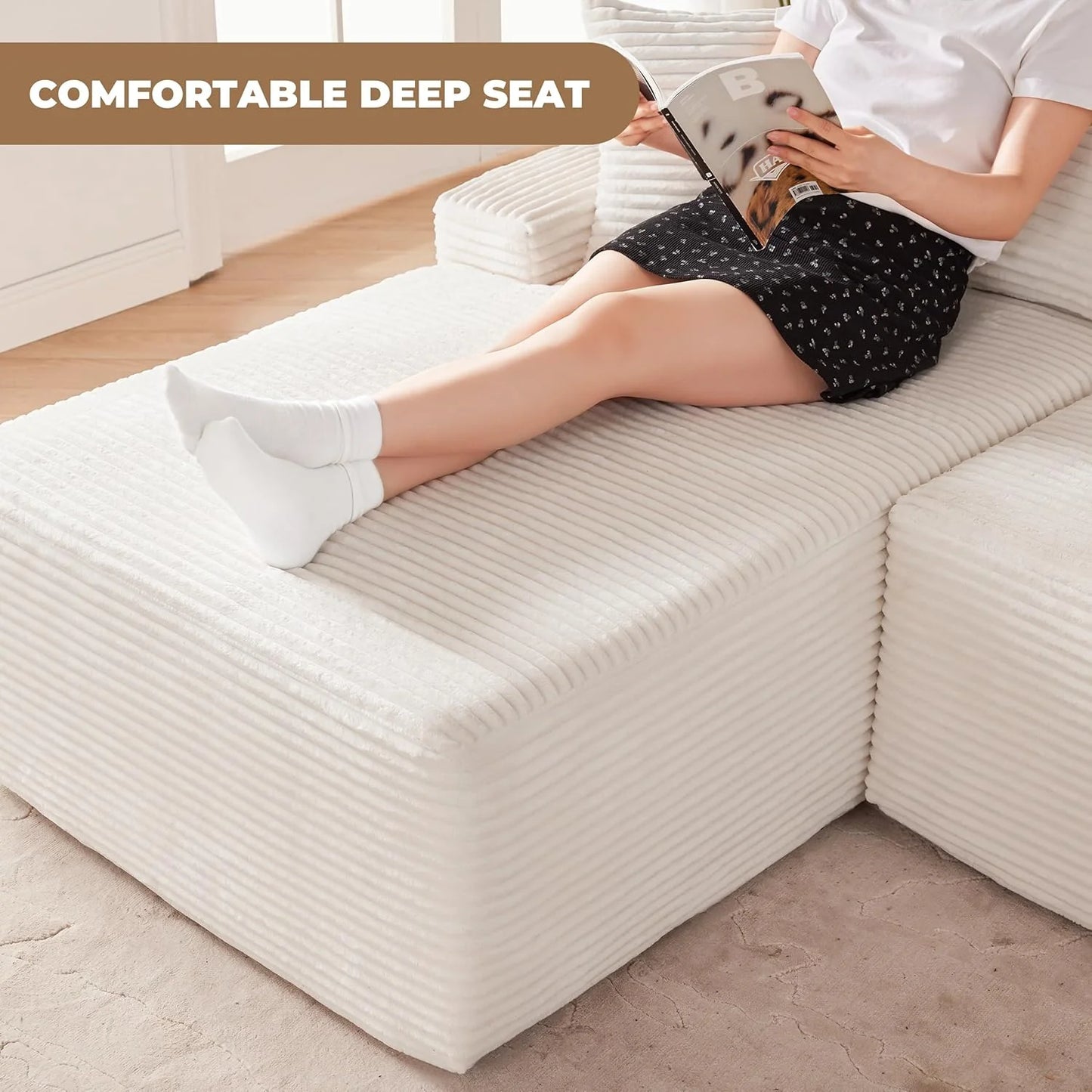 110-inch cloud sofa, boneless sofa in the living room, modular sofa with deep seats