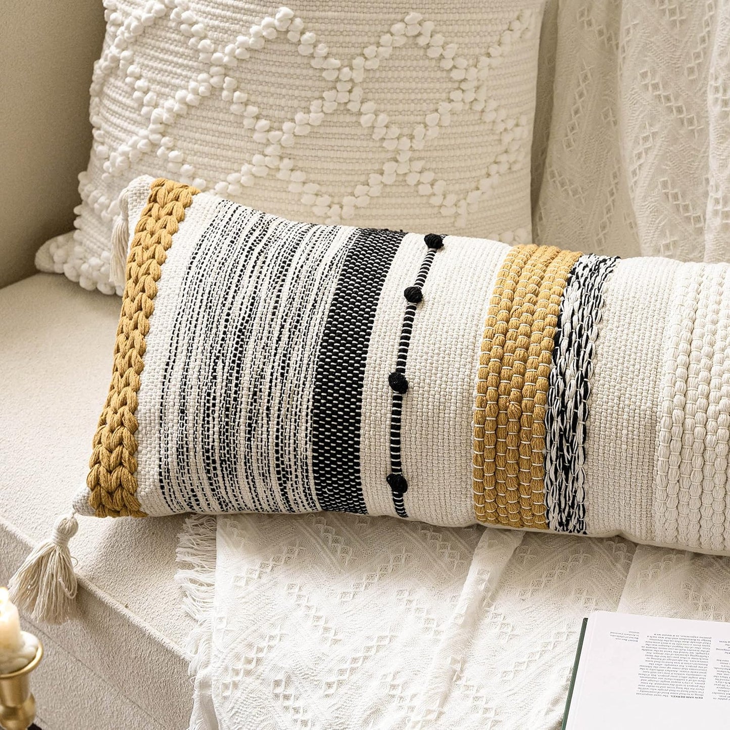 Blue Boho Decorative Throw Pillow Cover 20x20