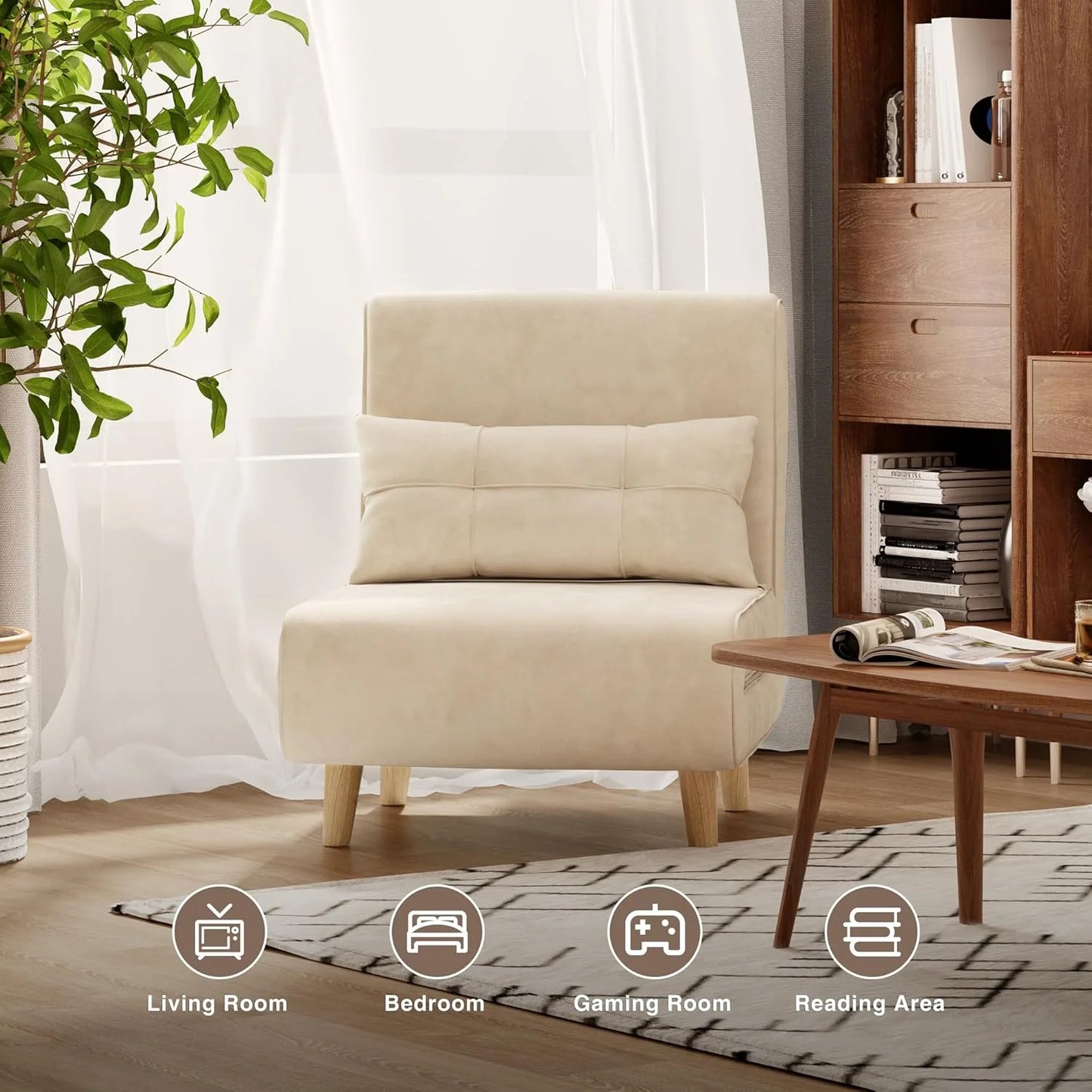 3-in-1 sleeper chair bed, convertible chair bed futon sofa with adjustable backrest