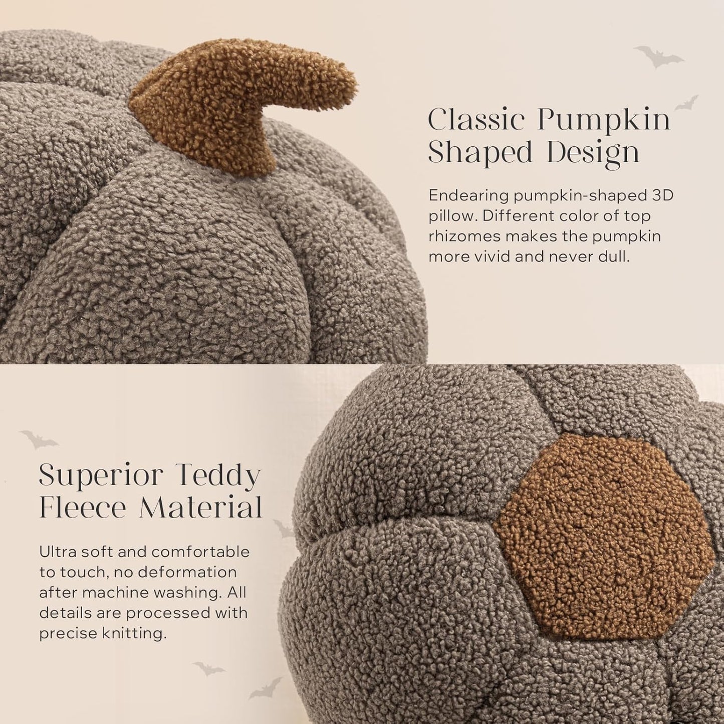 Teddy Fleece Pumpkin Throw Pillows