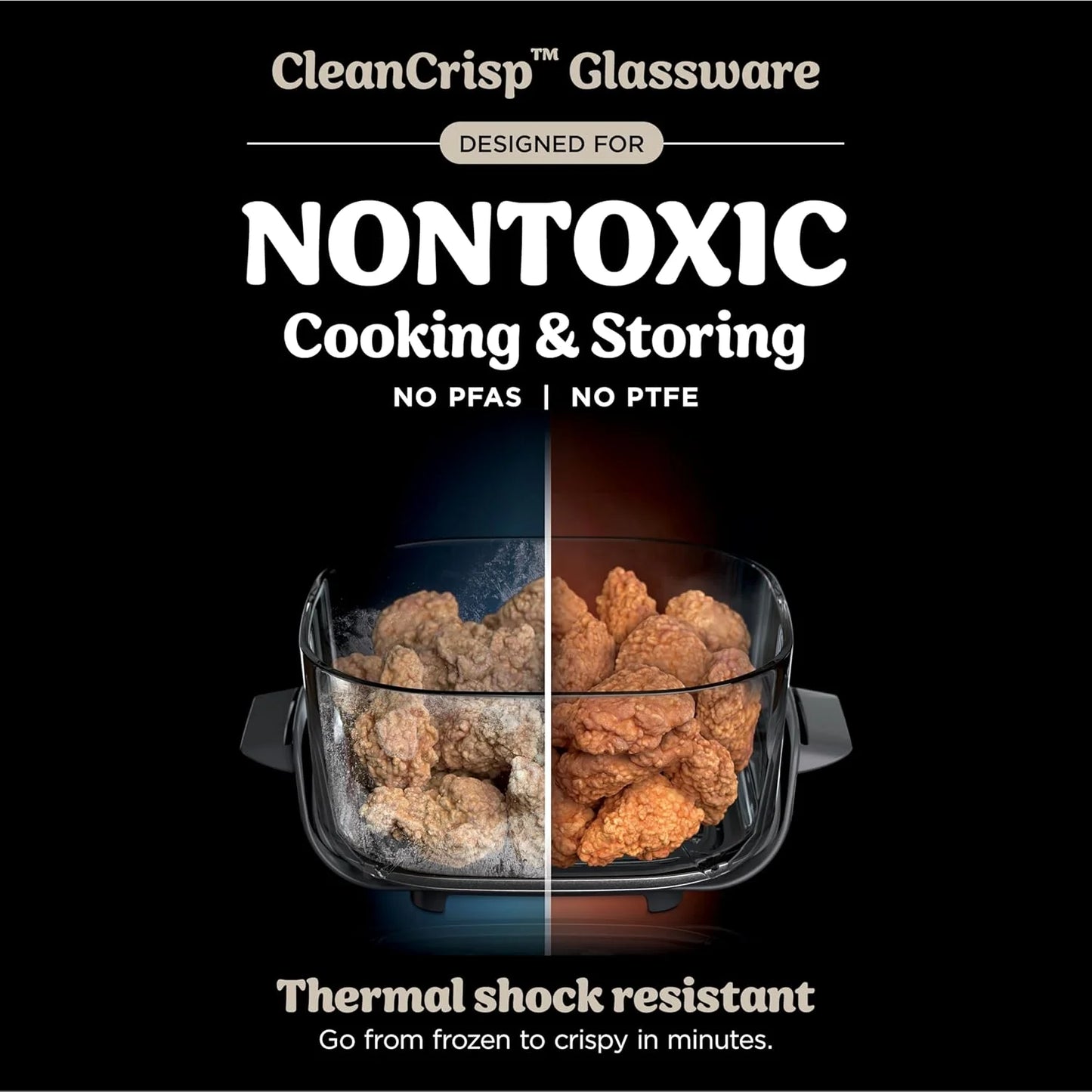 Ninja Crispi 4-in-1 Portable Glass Air Fryer Cooking System, 1500W, 4QT & 6-Cup TempWare Glass Containers with Storage Lids, Microwave, Freezer & Dishwasher Safe