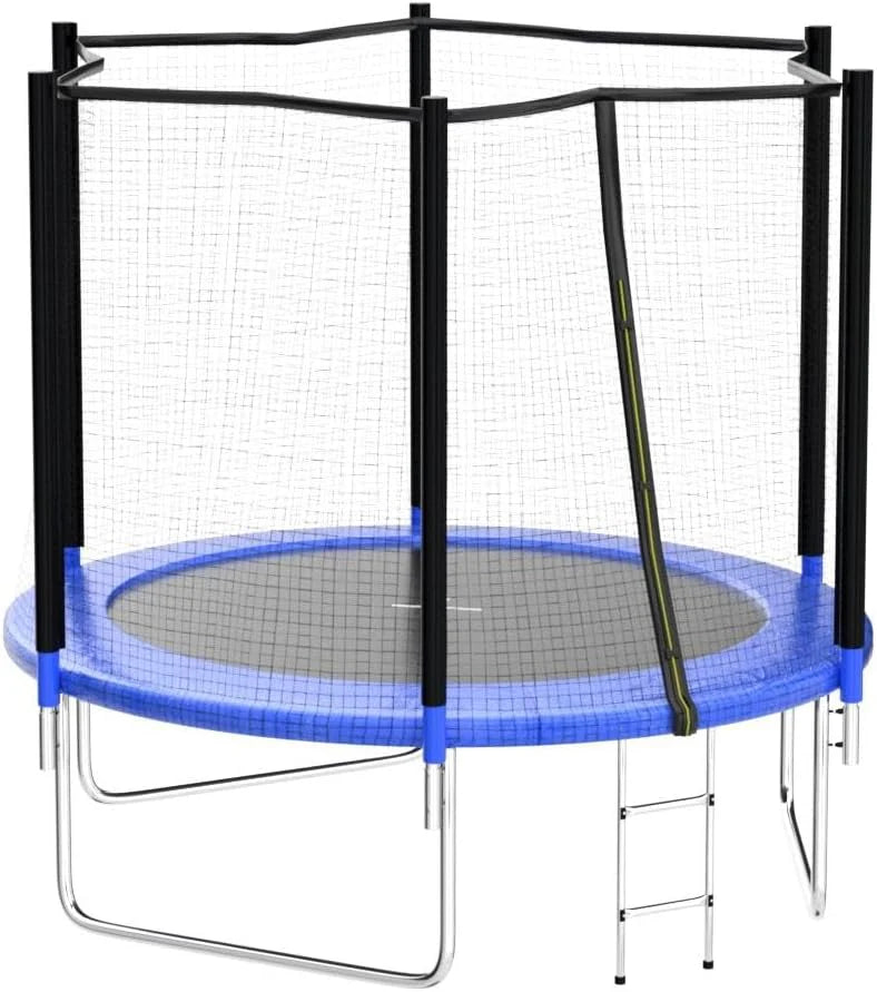 AOTOB 8FT 10FT 12FT 14 FT 15FT Trampoline with Safety Enclosure Net，Outdoor Trampoline with Basketball Hoop, Heavy Duty Jumping Mat and Spring Cover Padding for Kids and Adults, Storage Bag and Ladder
