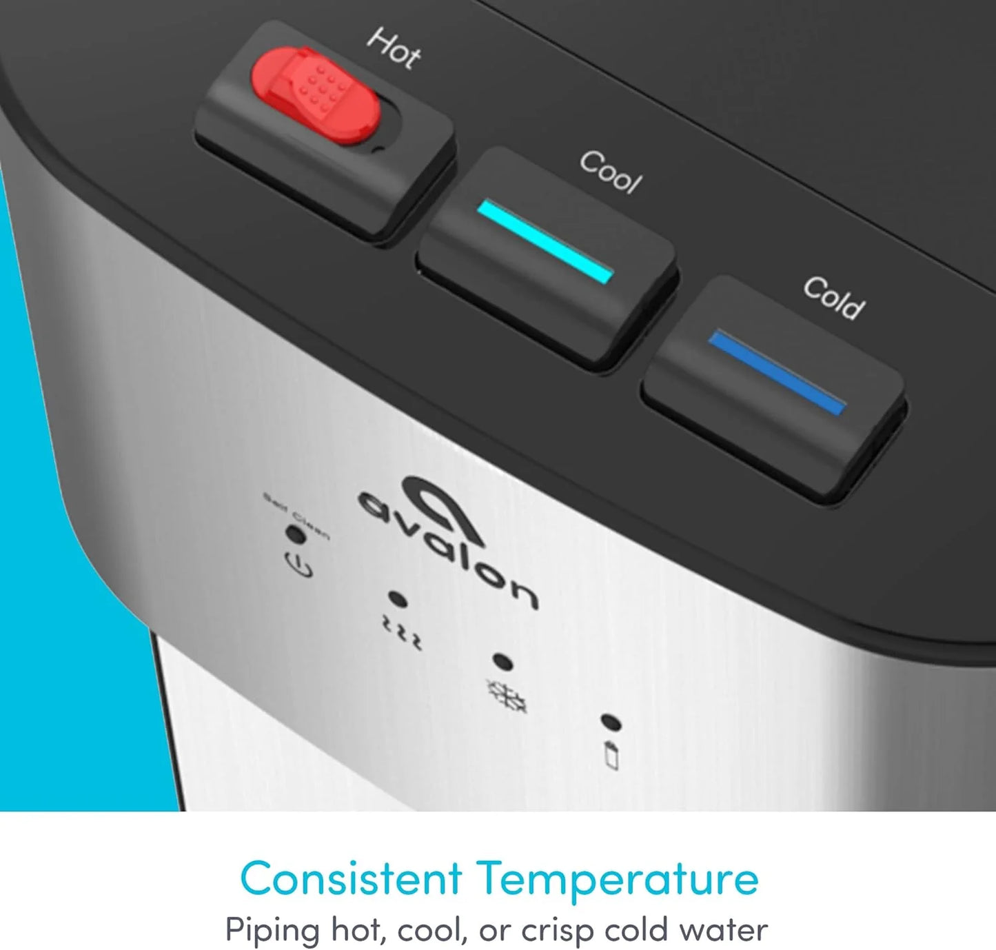 Avalon Bottom Loading Water Cooler Water Dispenser with BioGuard- 3 Temperature Settings - Hot, Cold & Room Water, Durable Stainless Steel Construction, Anti-Microbial Coating- UL Listed