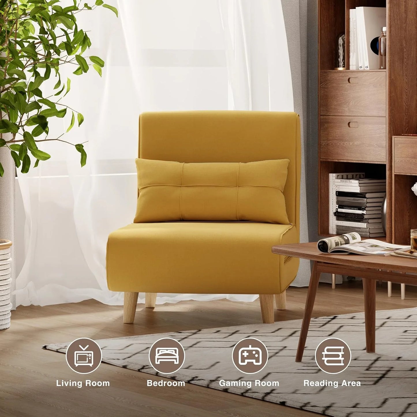 3-in-1 sleeper chair bed, convertible chair bed futon sofa with adjustable backrest