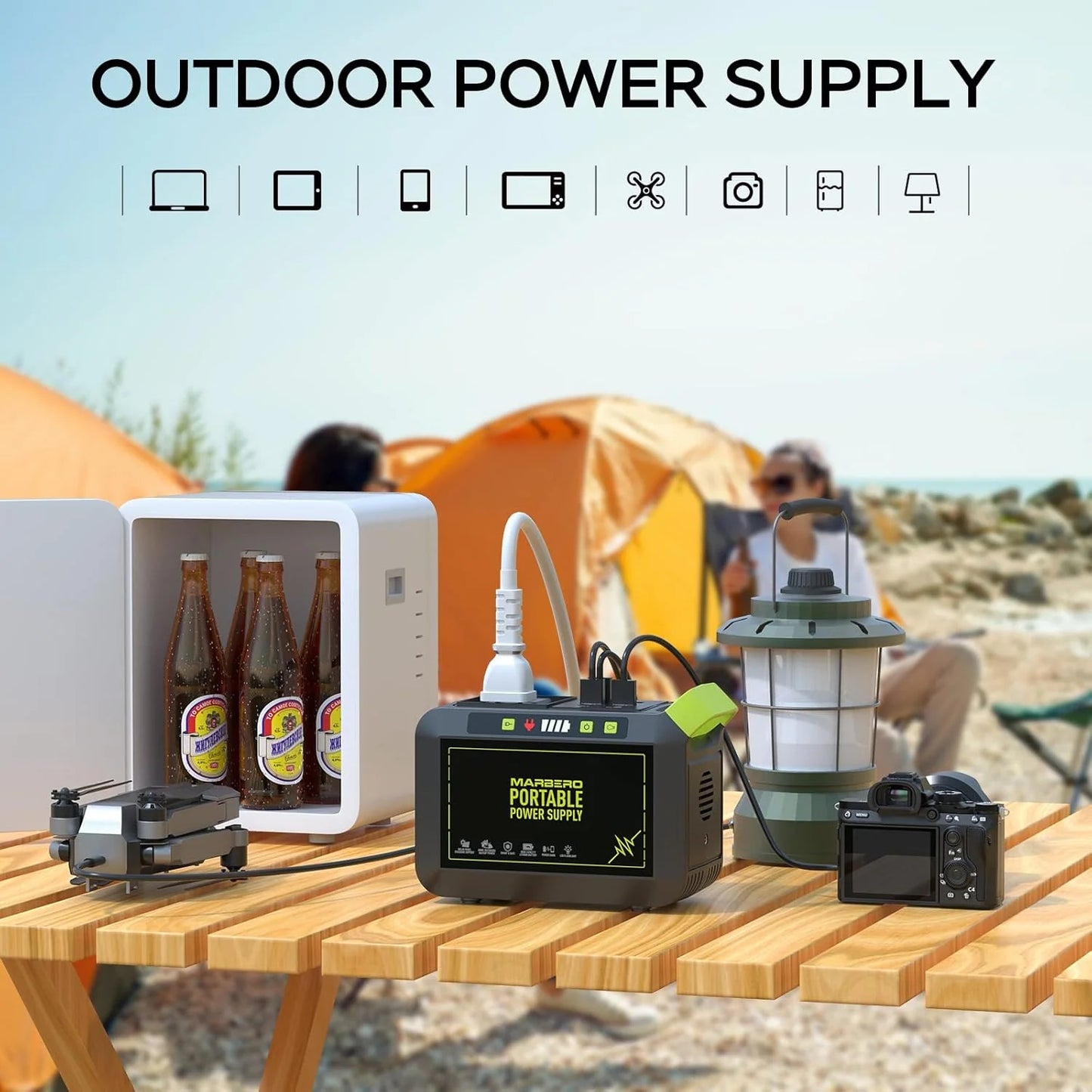 Portable Power Station 88Wh Camping Lithium Battery Solar Generator Fast Charging with AC Outlet 120W Peak Power Bank