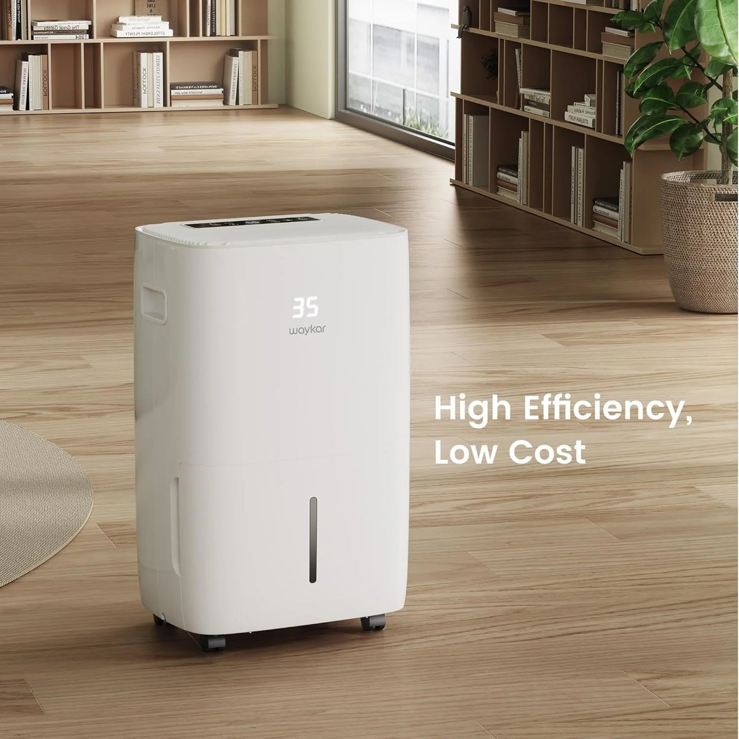 Waykar 2000 Sq. Ft Dehumidifier for Home and Basements, with Auto or Manual Drainage, 0.66 Gallon Water Tank Capacity