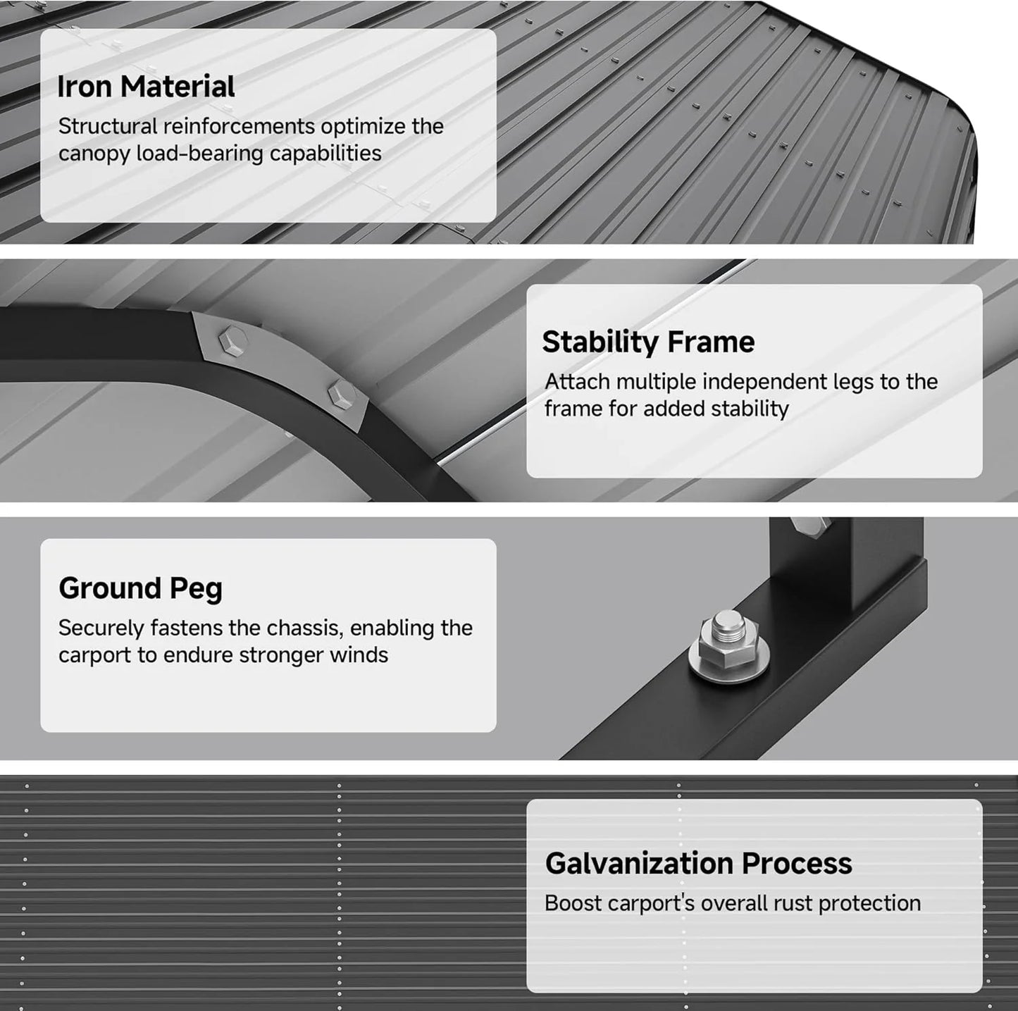 10'x15' Heavy Duty Metal Carport, Outdoor Garage Car Shelter Shade with Heavier Frame