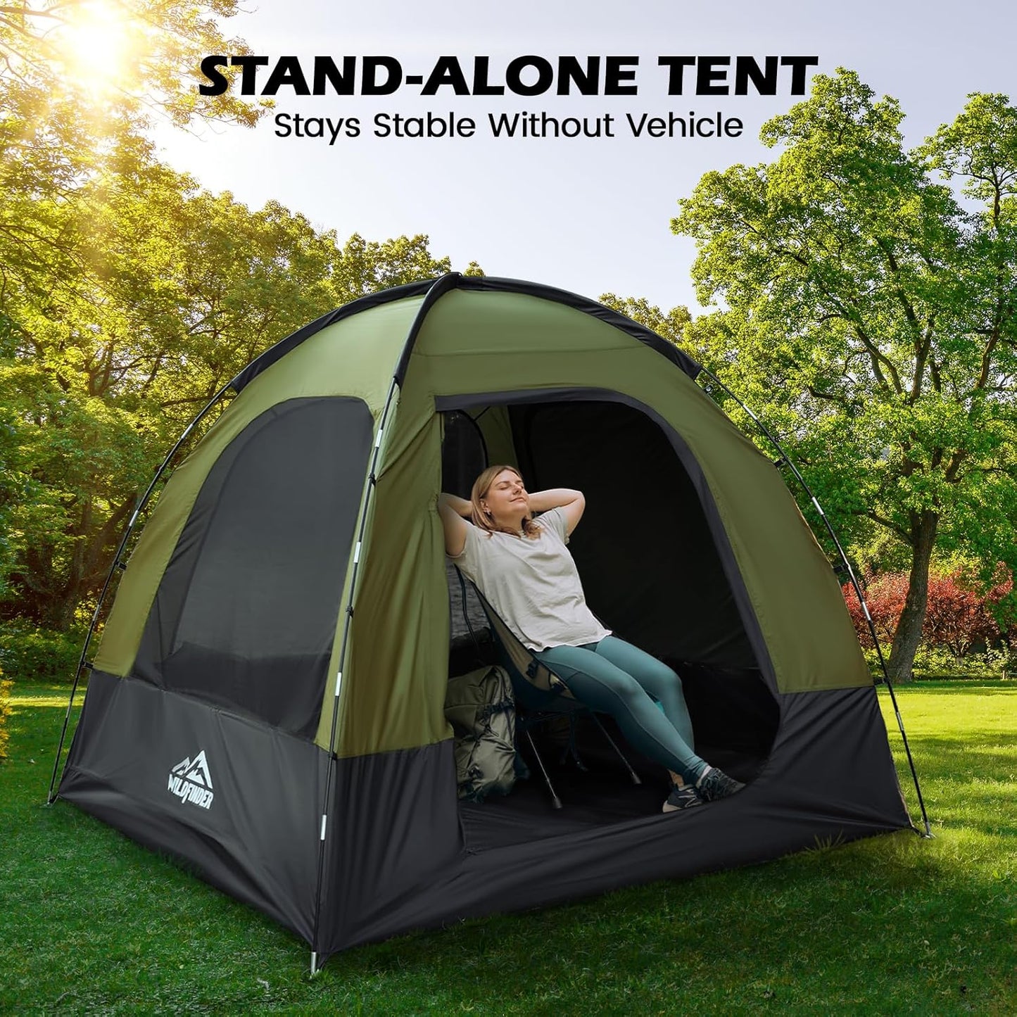 SUV Tent for Camping with Rainfly, Waterproof PU3000mm Double Layer Design, Car Tents for Camping SUV, SUV Tailgate Tent for Outdoor with Storage Bag, for SUV Van, Jeep, Pickup 8'W x 8'L x 7.2'H