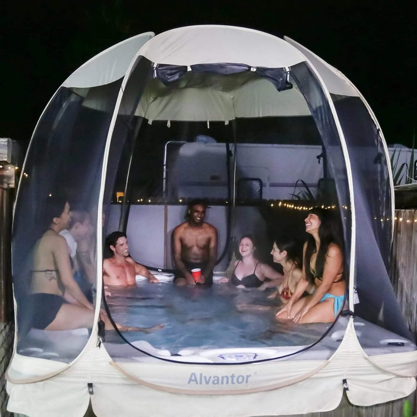 Alvantor Screen House Gazebo, 6-10-15 Person Pop Up Igloo Screened Canopy Tent with Mosquito Netting Sides, Instant UV Resistant Sun Shelter for Garden, Patio, Backyard