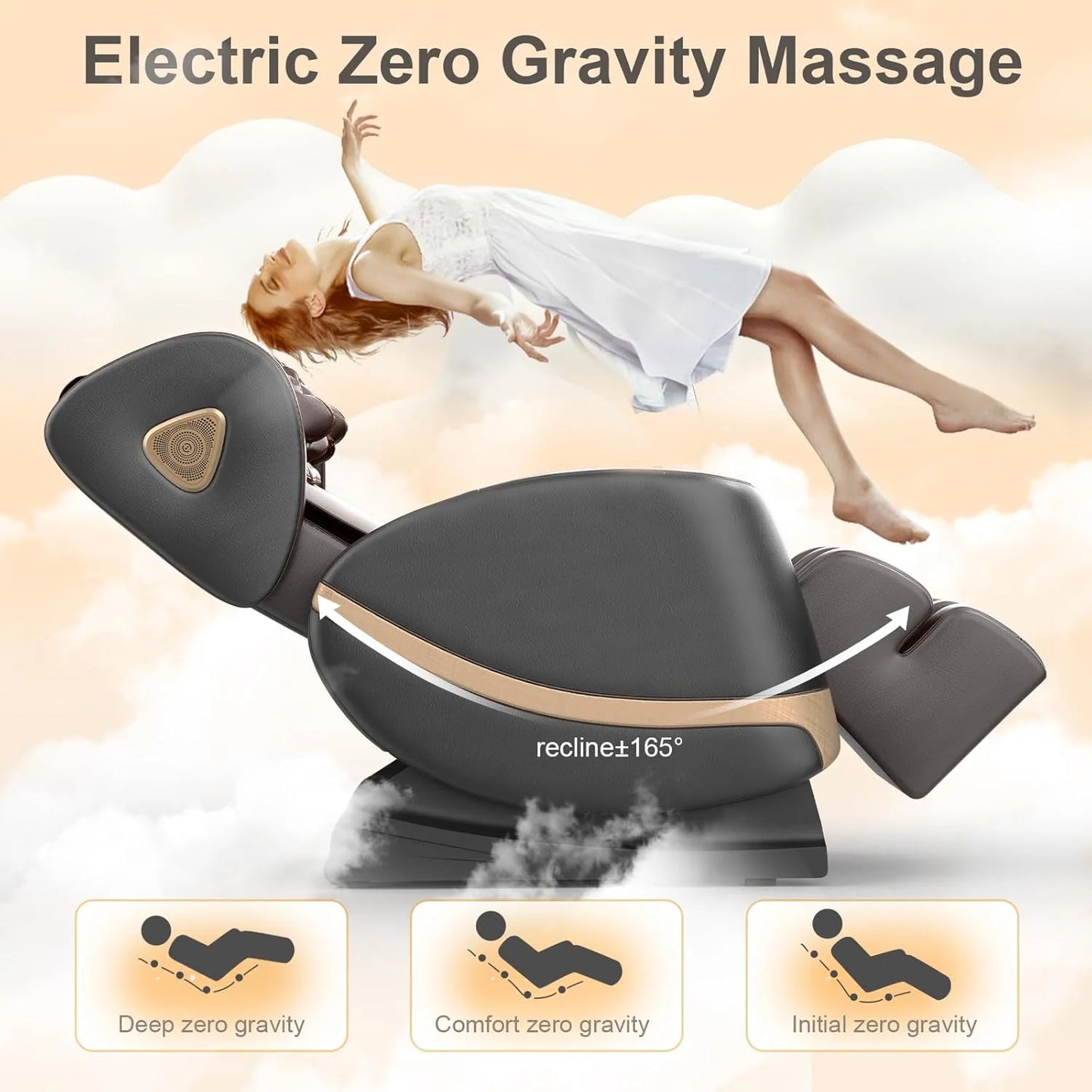 Full Body Massage Chair, Zero Gravity Massage Chair with 10 Fixed Rollers, Heating, Foot Massage