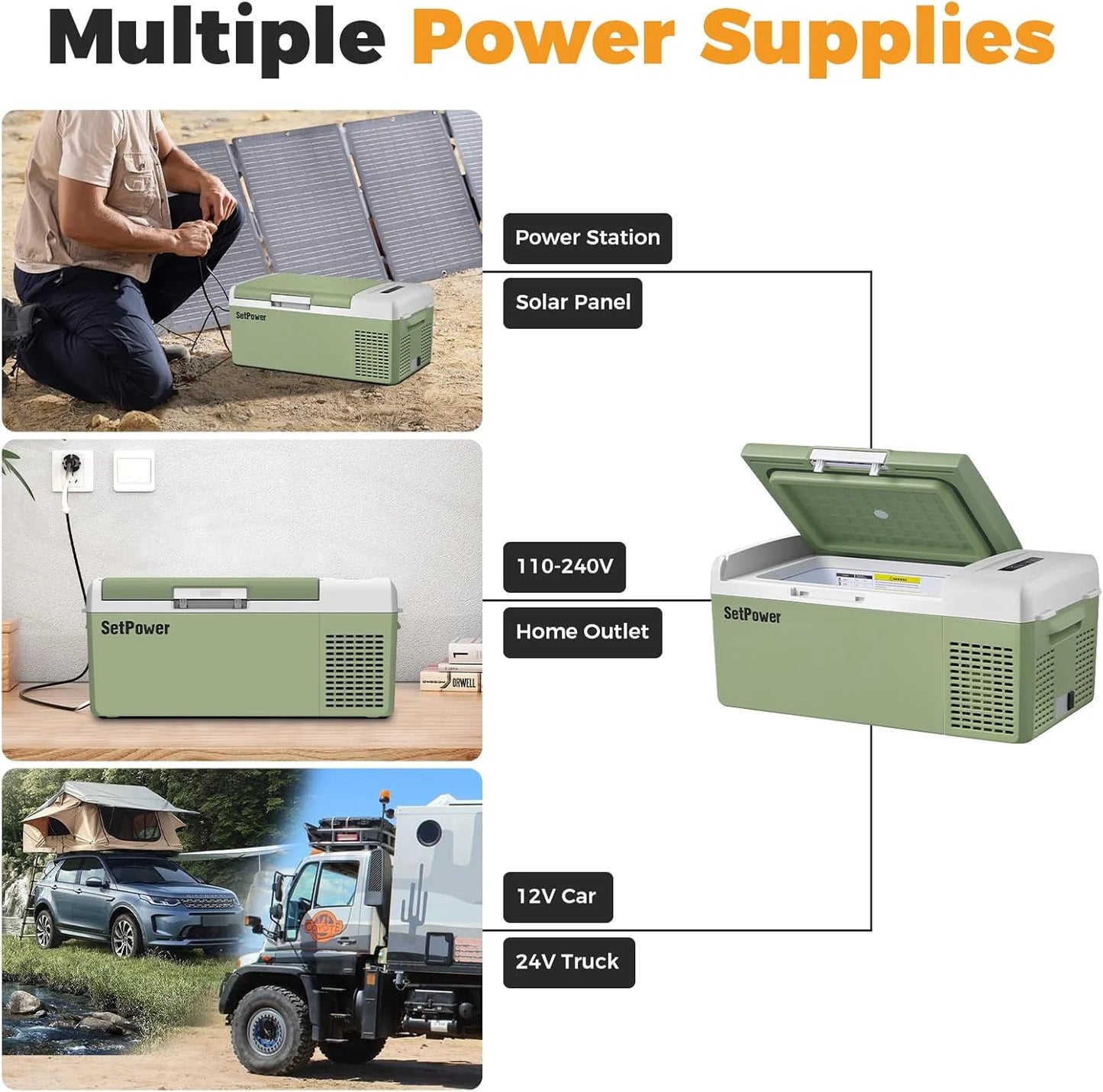 12V Refrigerator 21 Quart Portable Freezer 50 Hours Keep Cool,Electric Cooler for Vehicles Car Refrigerator 12V Portable Fridge for Car Camping Truck Van RV SUV Road Trip Travel RF20