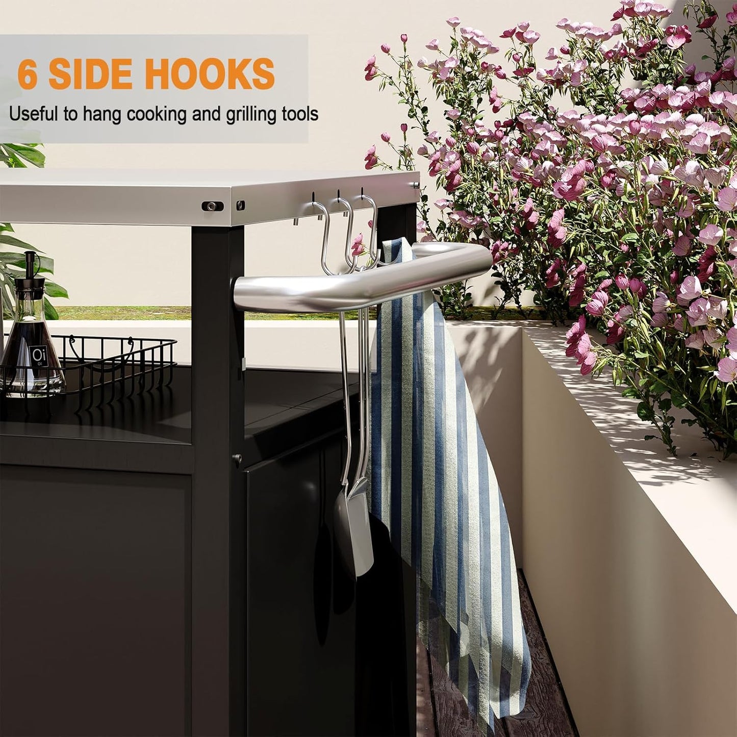 Stainless Steel Outdoor Grill Cart Pizza Oven Stand Trolley Table with Wheels Three-Shelf Movable Food Prep and Work Table Heavy Duty Grill Carts Outdoor Cart 31.5"×24"×35.5"