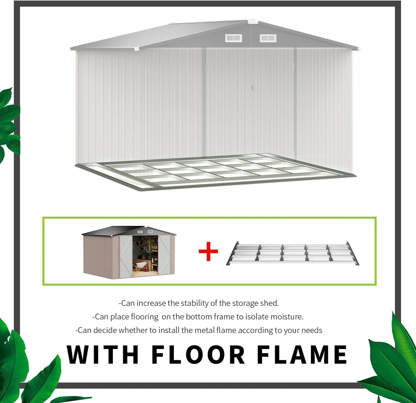 Aoxun 6.2x4 FT Shed Outdoor Storage Shed Metal Garden Shed with Lockable Doors & Slooping Roof Tool Shed Bike Shed for Backyard, Patio, Poolside (Brown)