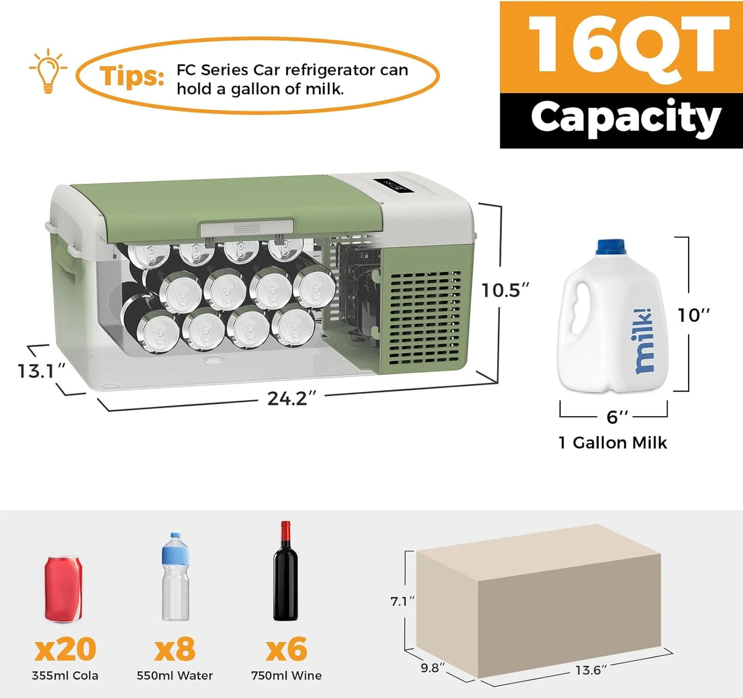 12V Refrigerator 21 Quart Portable Freezer 50 Hours Keep Cool,Electric Cooler for Vehicles Car Refrigerator 12V Portable Fridge for Car Camping Truck Van RV SUV Road Trip Travel RF20