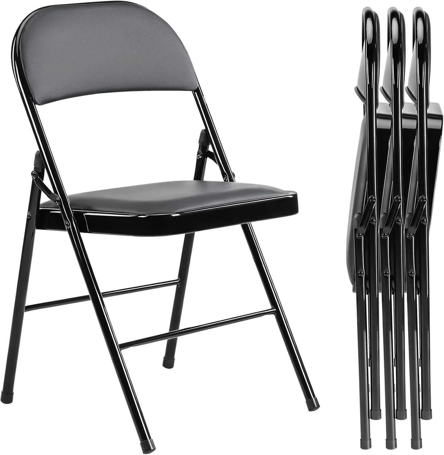 DUMOS 2 Pack Leather Padded Folding Chair, Indoor Outdoor Portable Stackable Commercial Seat
