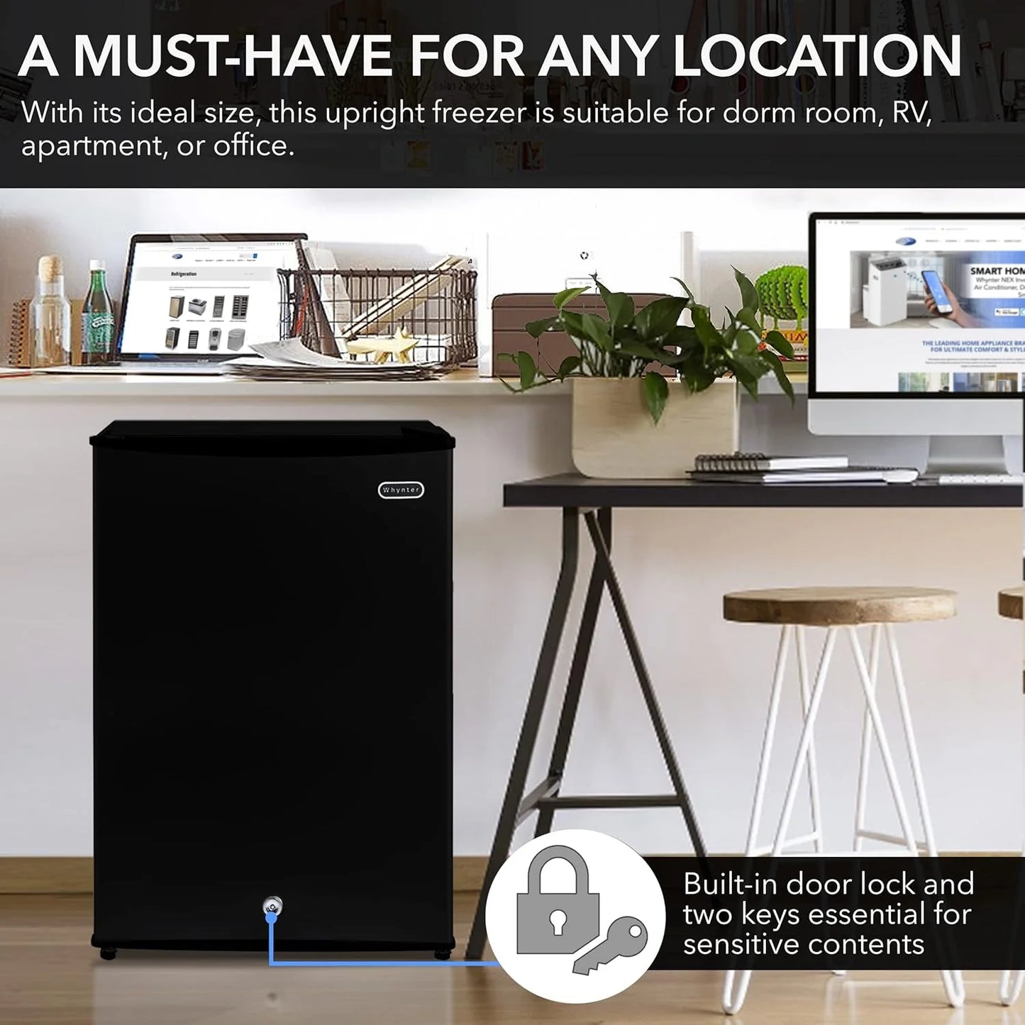 Whynter CUF-112SS Mini, Energy Star Rated Small Upright Freezer with Lock, Stainless Steel -1.1 Cubic Feet