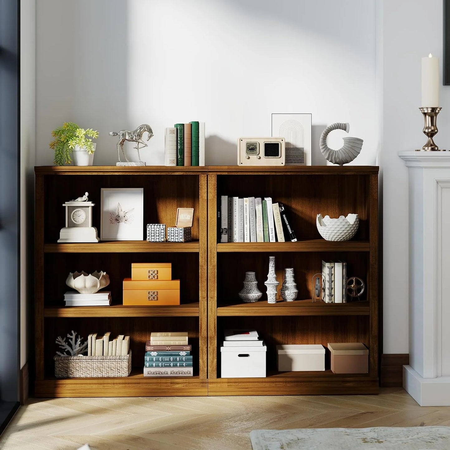 70-Inch Tall White Bookcase 5 Tiers Shelves Open Storage Bookshelf