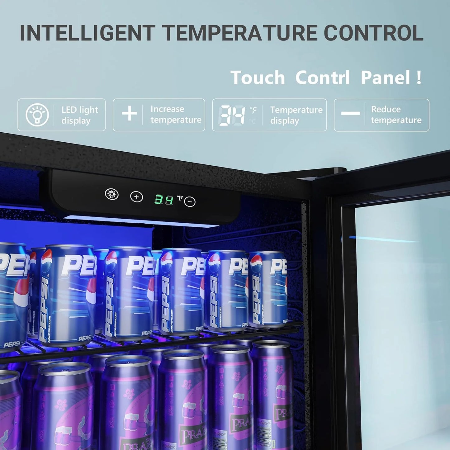 EUHOMY Beverage Refrigerator Cooler, 130 Can Mini Fridge with Glass Door for Soda Beer or Wine, Beverage Cooler for Home, Office, Bar with Adjustable Removable Shelves, Silver