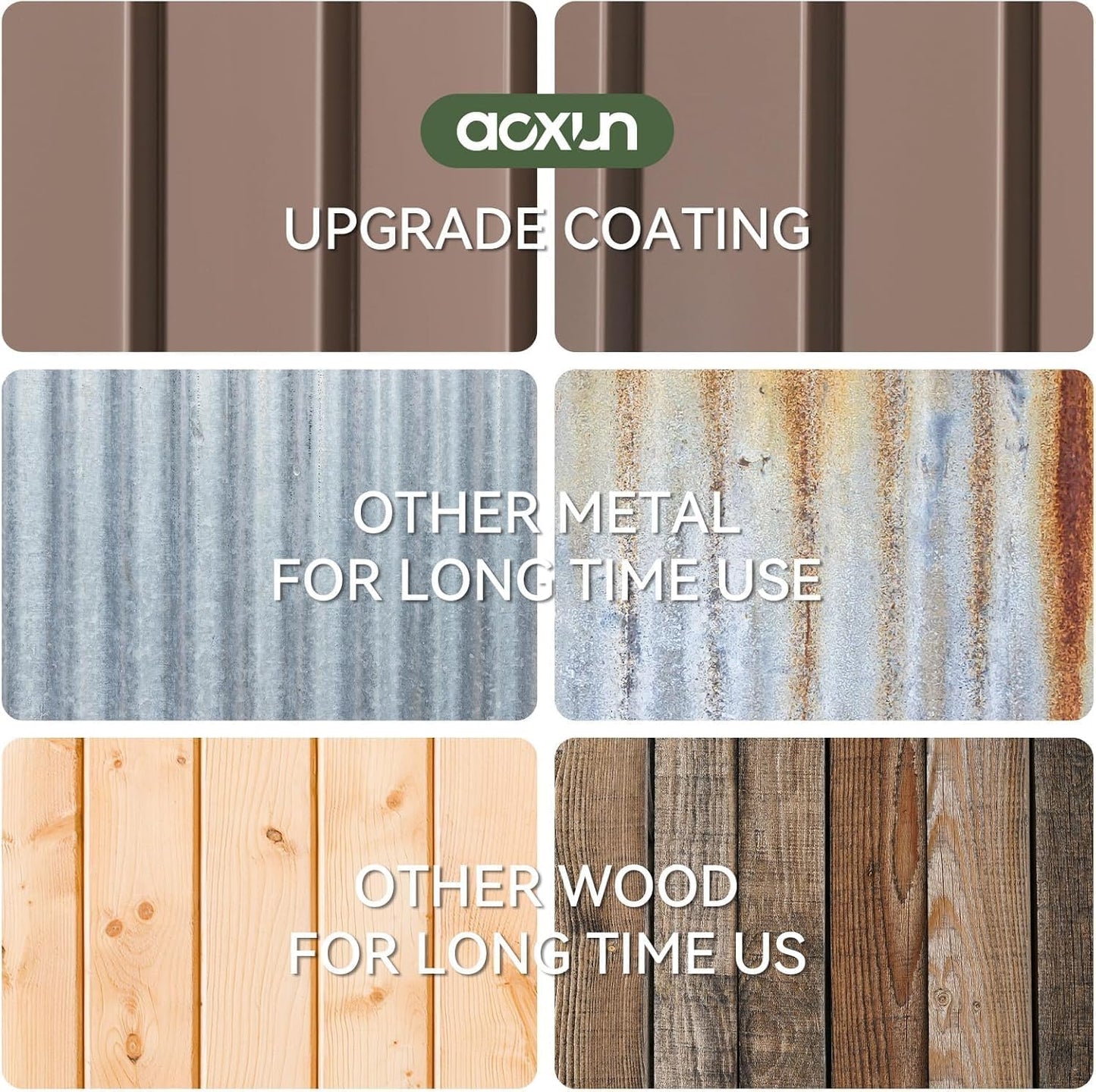 Aoxun 6.2x4 FT Shed Outdoor Storage Shed Metal Garden Shed with Lockable Doors & Slooping Roof Tool Shed Bike Shed for Backyard, Patio, Poolside (Brown)