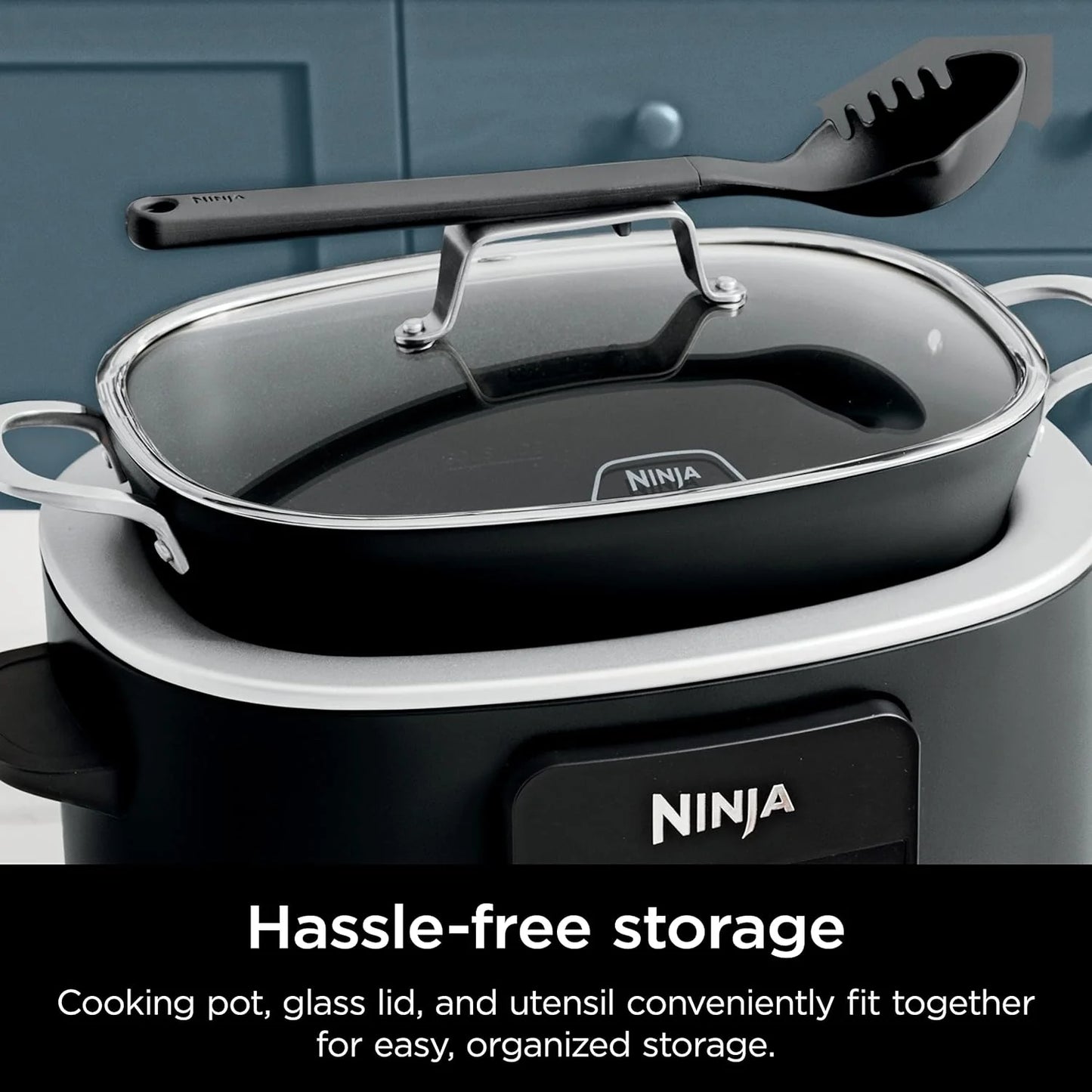 Ninja Slow Cookers 8.5-Quart Multi-Cooker with Dutch oven, steamer, glass lid with integrated spoon, nonstick and oven-safe pot
