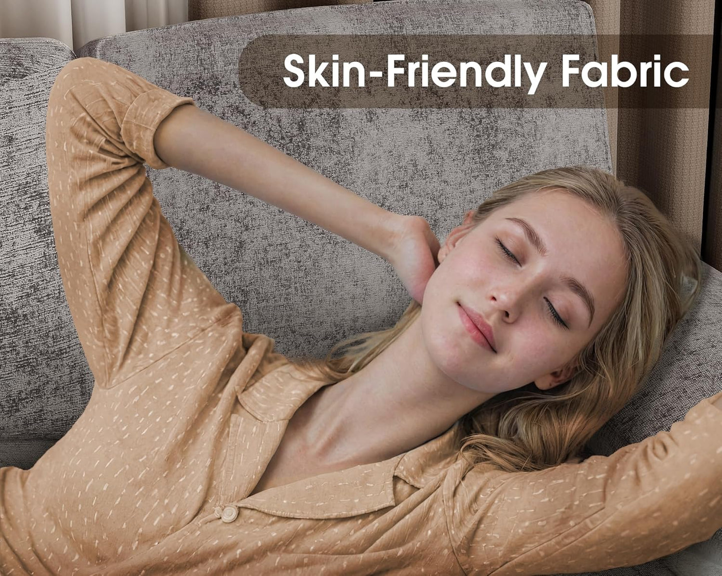 Furmax Sectional Couches for Living Room, U-Shaped Sofa Couch with Linen Fabric, 4 Seat Sofa Set with Double Chaise for Apartment (Fabric, Grey)