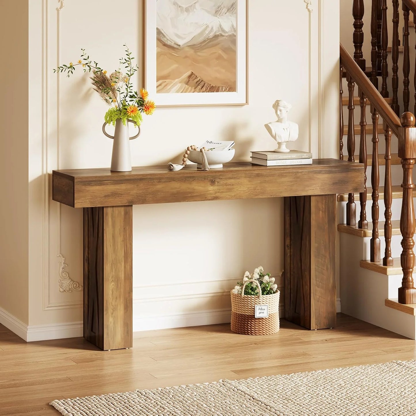 63-Inch Narrow Console Table Modern Sofa Table for Hallway