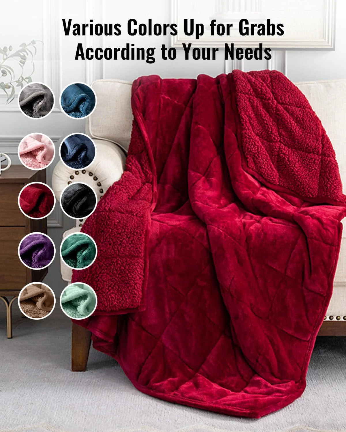 Weighted Blanket Queen Size 15lbs 60x80 inches with Soft Plush Fleece