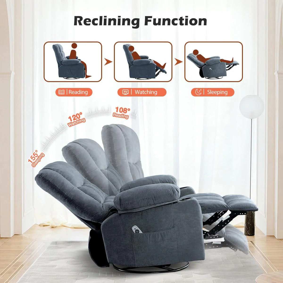 Recliner Loveseat with Cup Holders for Living Room
