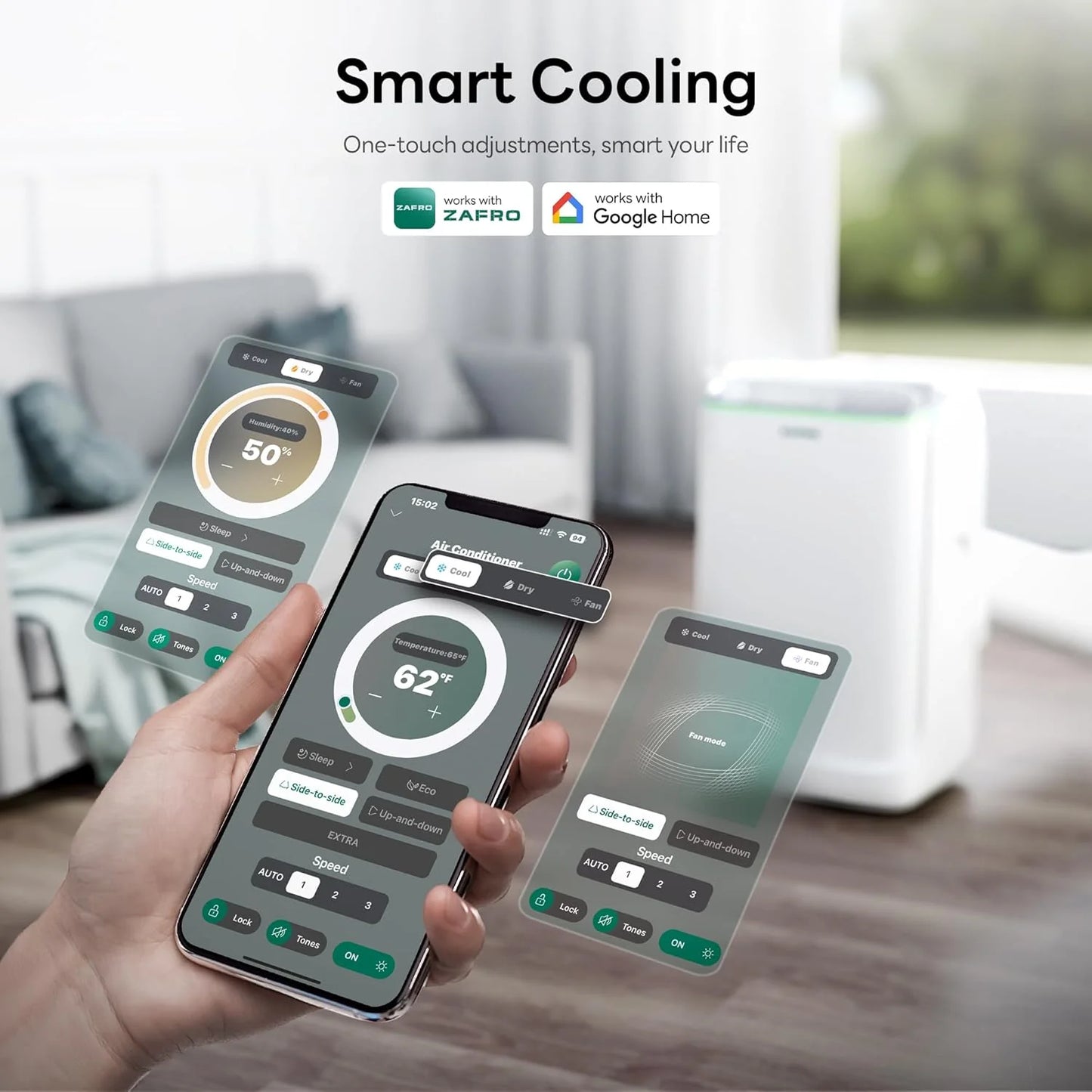 ZAFRO 8,000 BTU Portable Air Conditioners, 4 Modes Portable AC Unit with Fast Cooling/Energy Efficient/Remote/24Hrs Timer for Bedroom/Dorms/Indoor Rooms, White