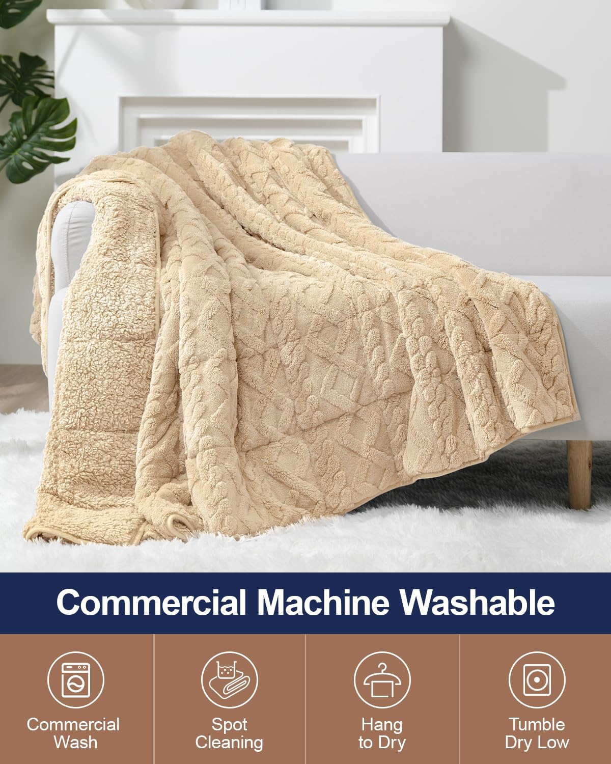 Sherpa Fleece Weighted Blanket 15 lbs 60"x 80"